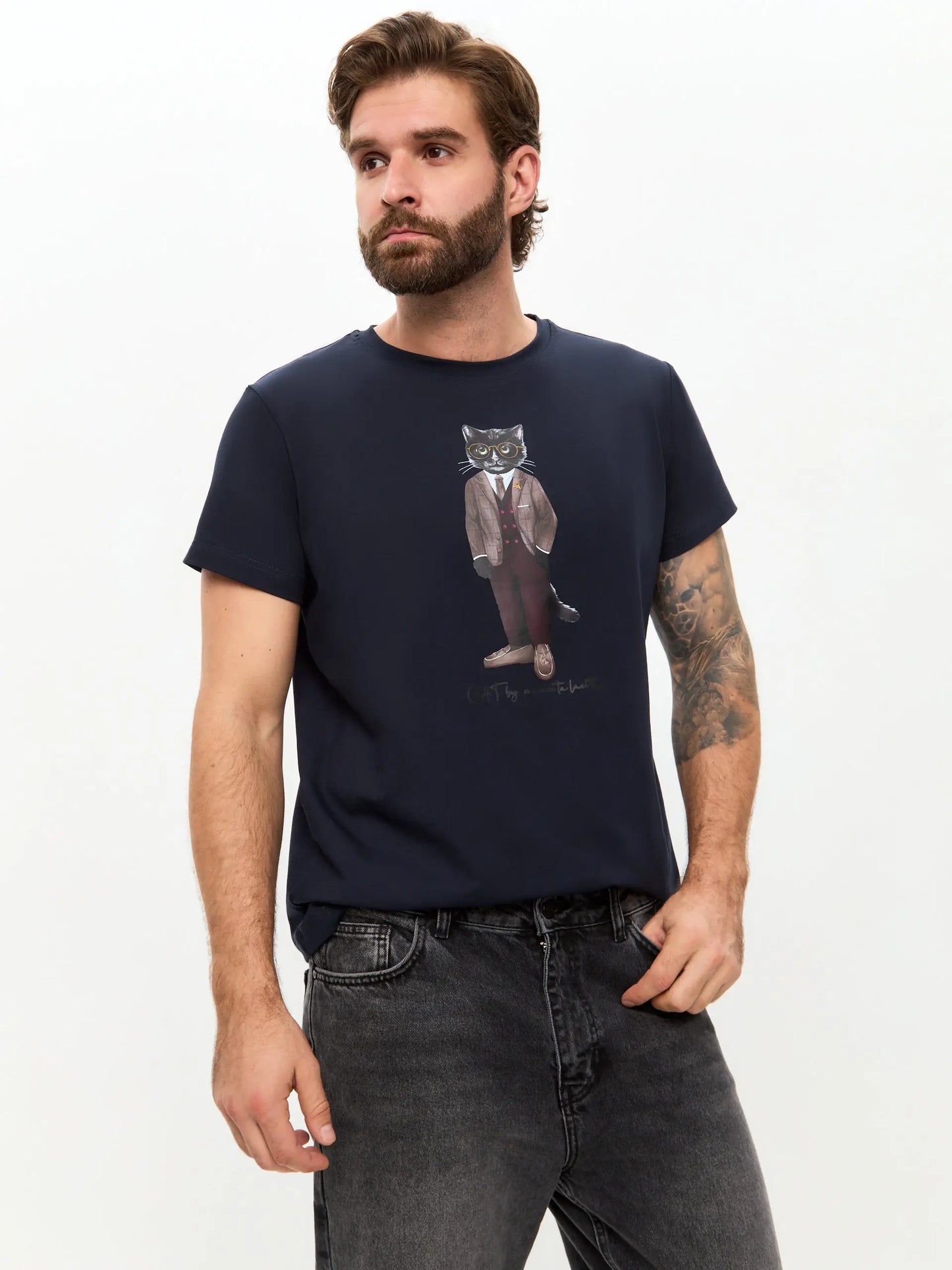 Blue T-shirt Professor Cat | T-shirt For Cat Lovers | Cat e Lolette