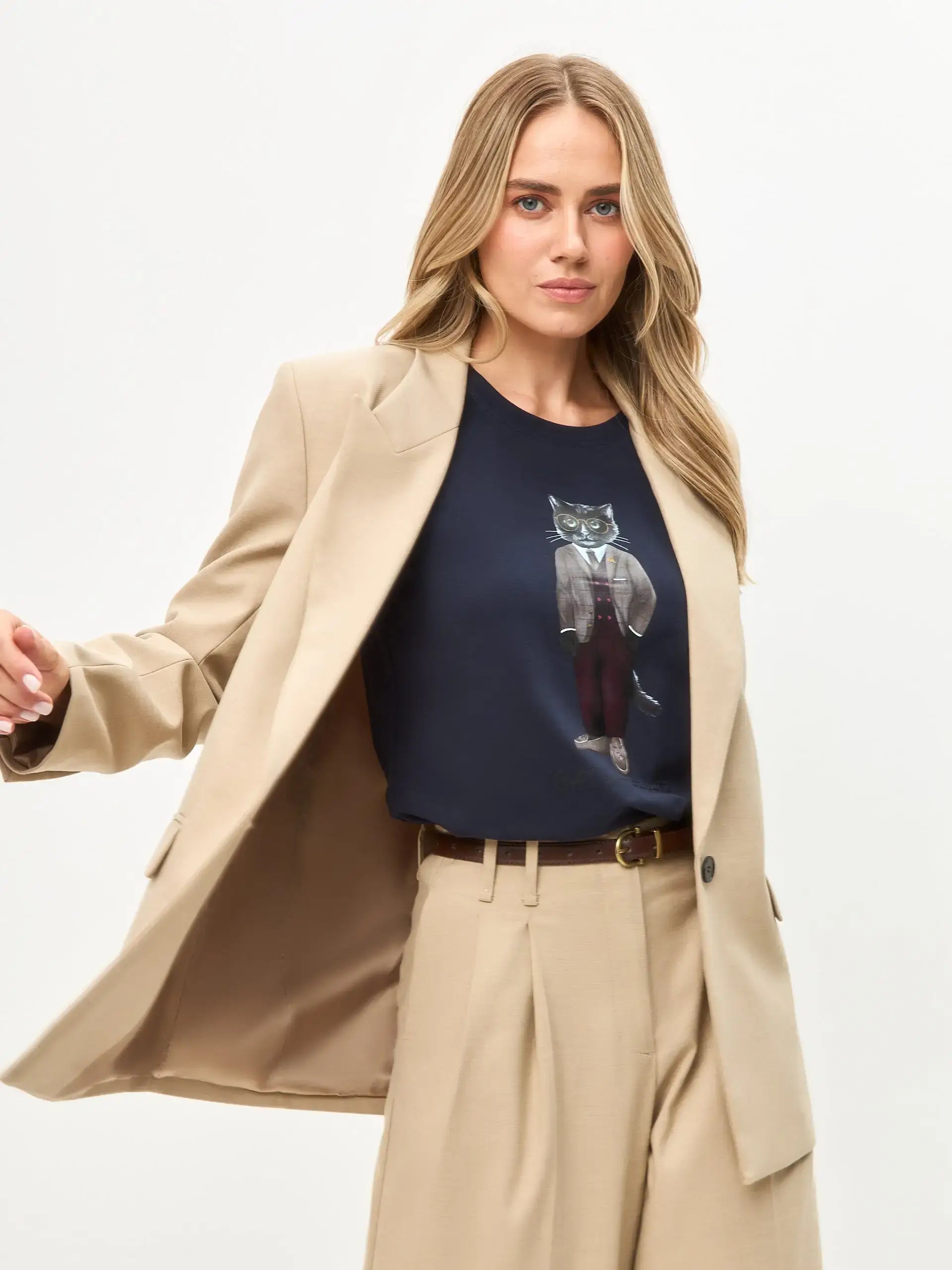 Blue T-shirt Professor Cat | T-shirt For Cat Lovers | Cat e Lolette