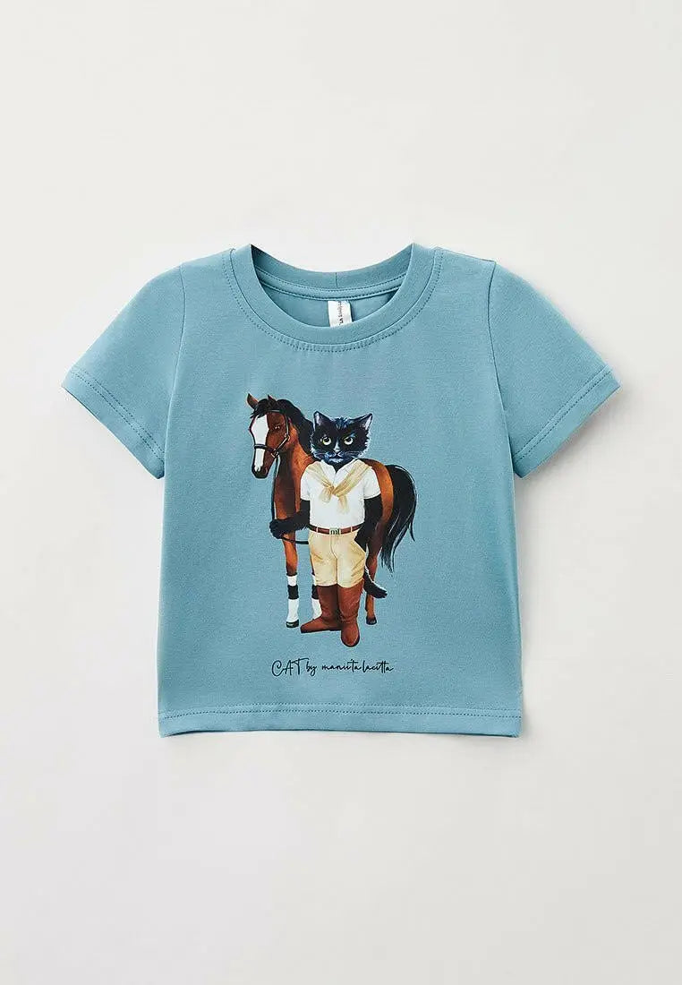 Blue T-shirt Rider Cat | T-shirt For Cat Lovers | Cat e Lolette