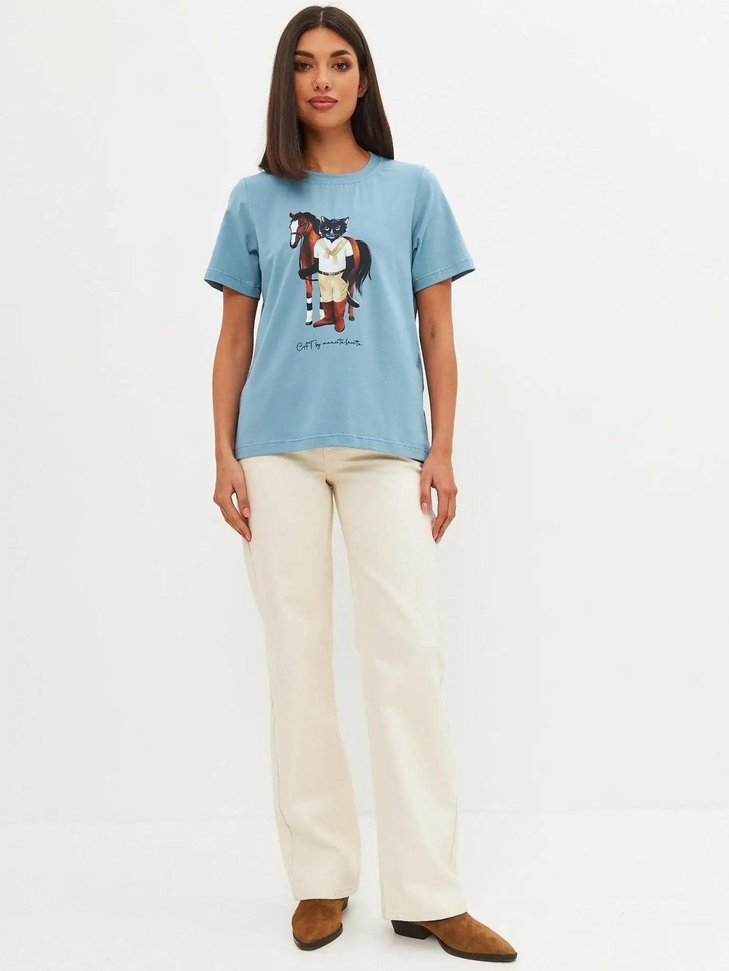 Blue T-shirt Rider Cat | T-shirt For Cat Lovers | Cat e Lolette