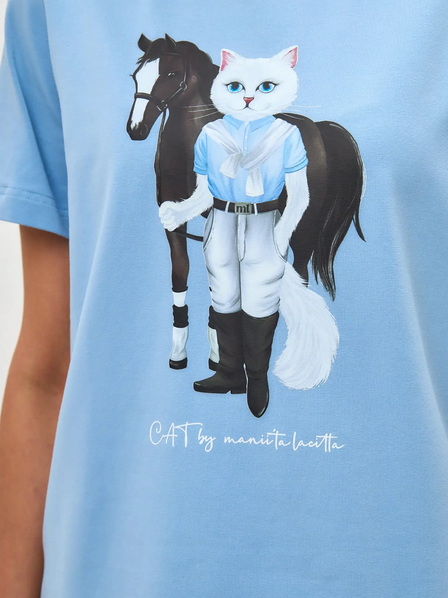 Blue T-shirt Rider Cat | T-shirt For Cat Lovers | Cat e Lolette