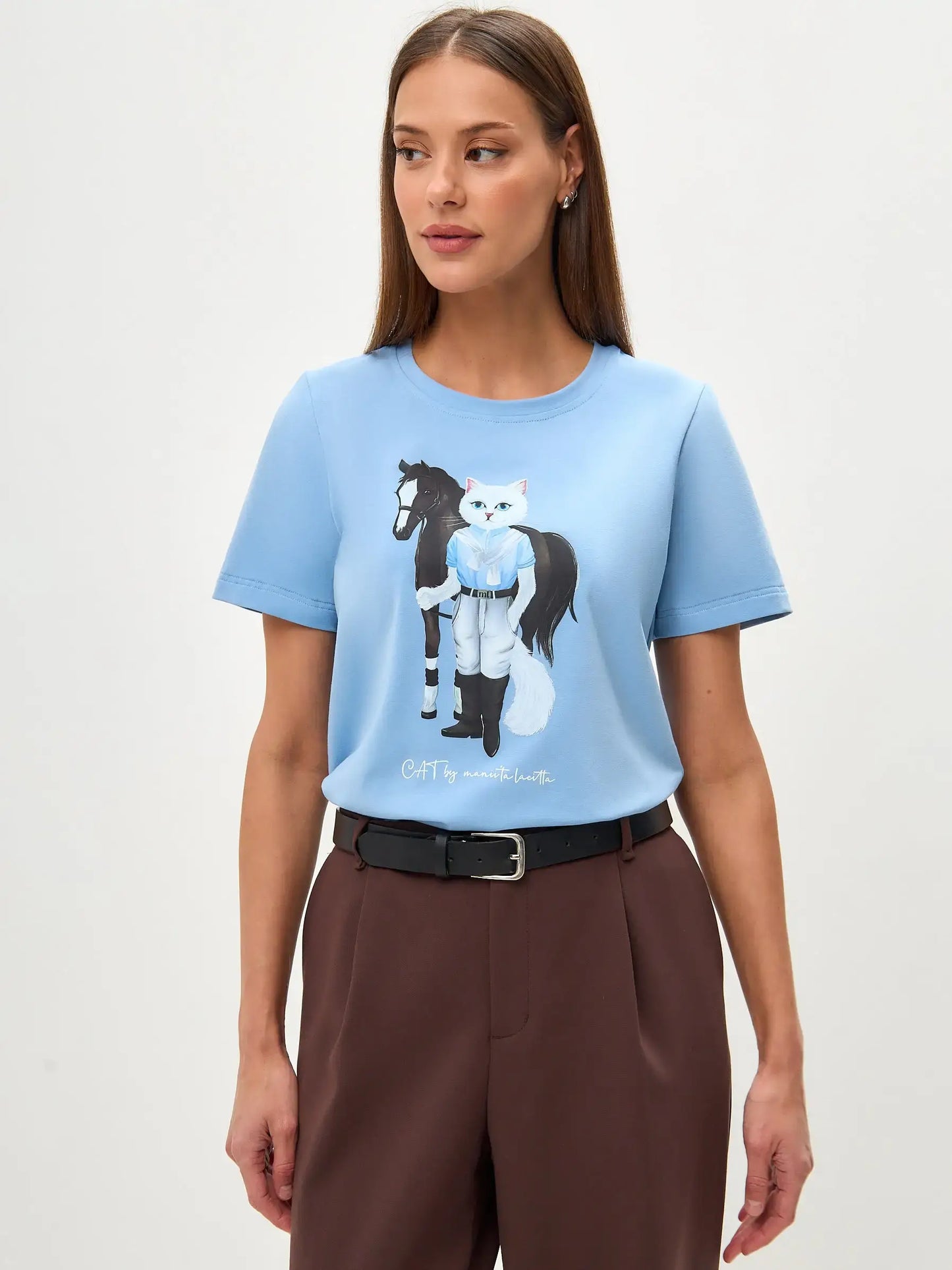 Blue T-shirt Rider Cat | T-shirt For Cat Lovers | Cat e Lolette