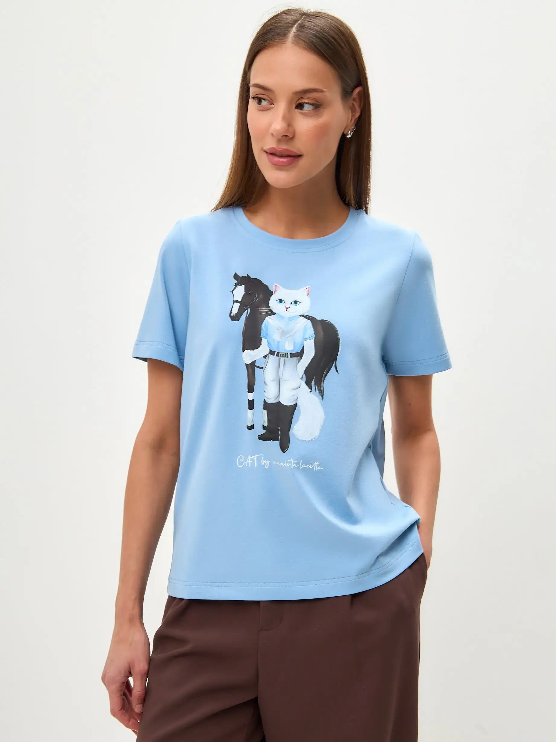 Blue T-shirt Rider Cat | T-shirt For Cat Lovers | Cat e Lolette