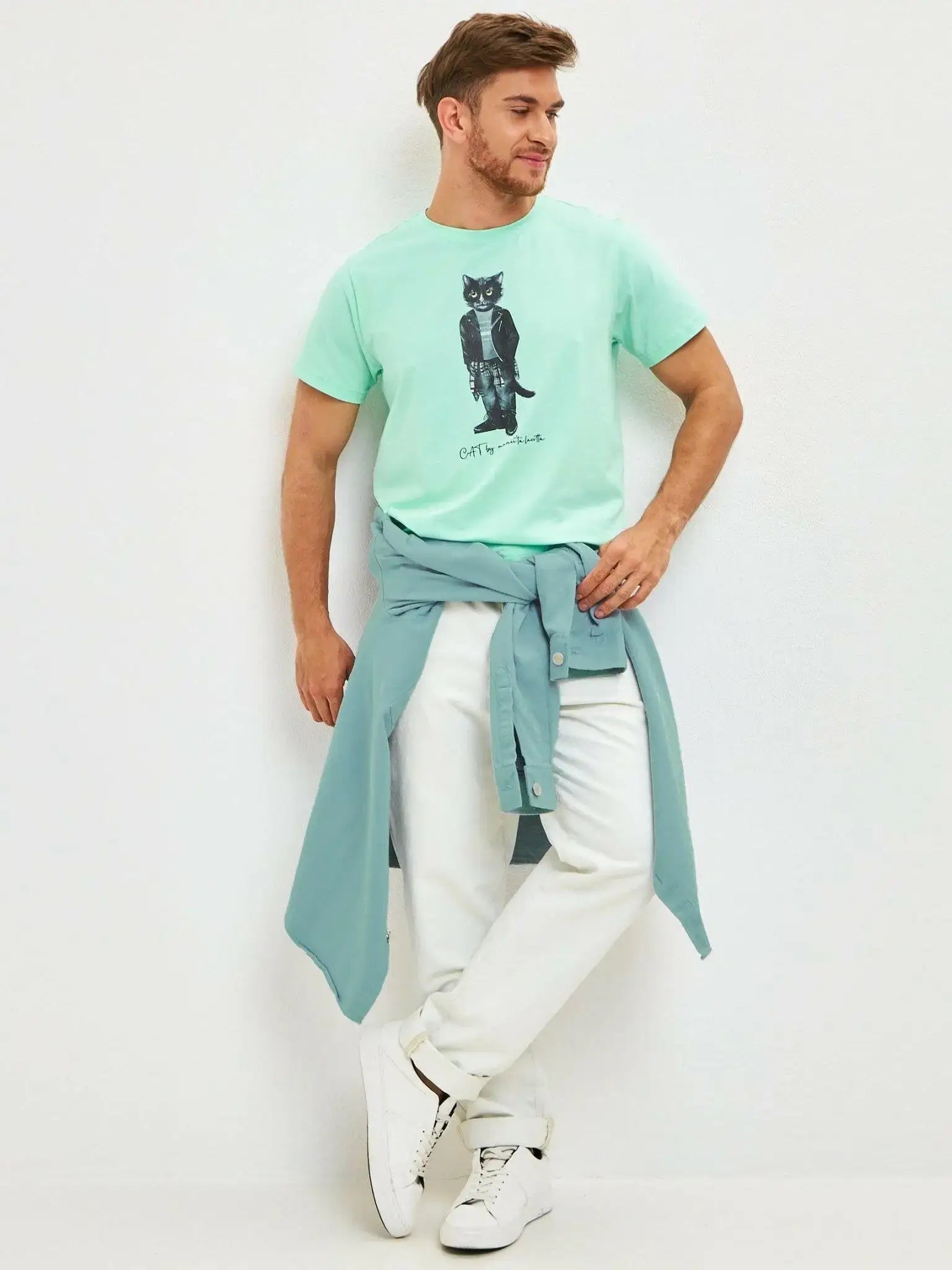Blue T-shirt Rocker Cat | T-shirt For Cat Lovers | Cat e Lolette