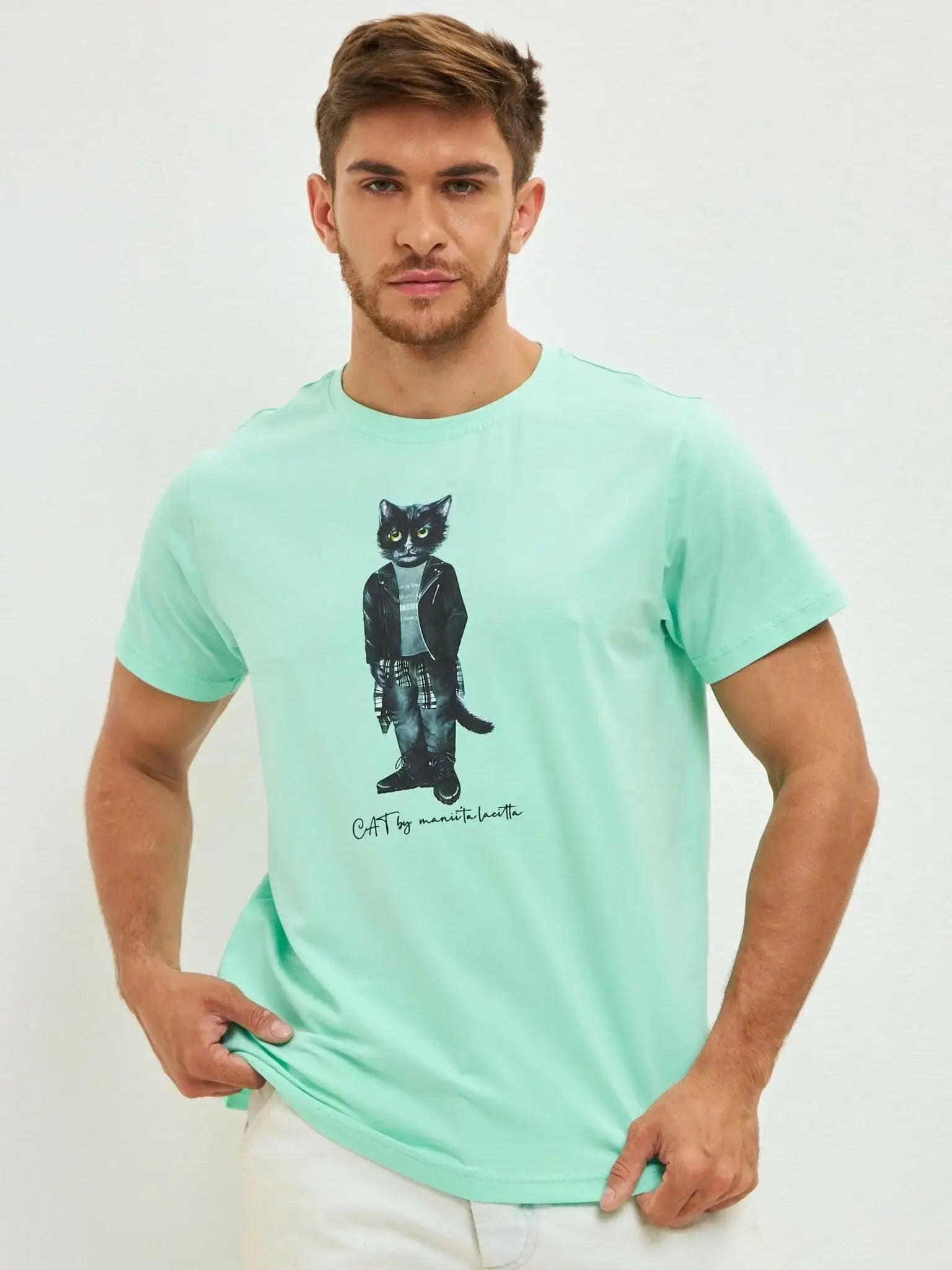 Blue T-shirt Rocker Cat | T-shirt For Cat Lovers | Cat e Lolette