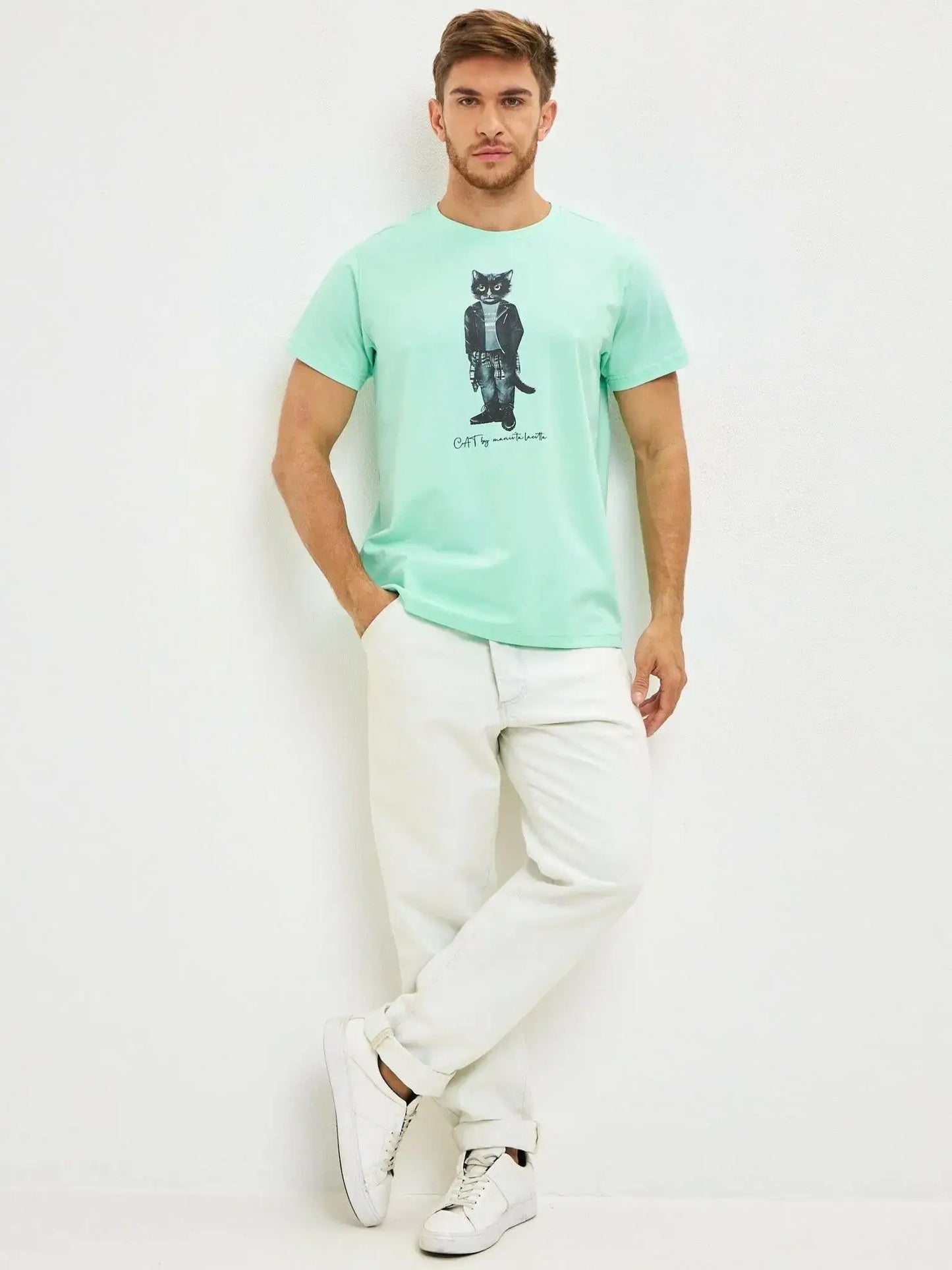 Blue T-shirt Rocker Cat | T-shirt For Cat Lovers | Cat e Lolette
