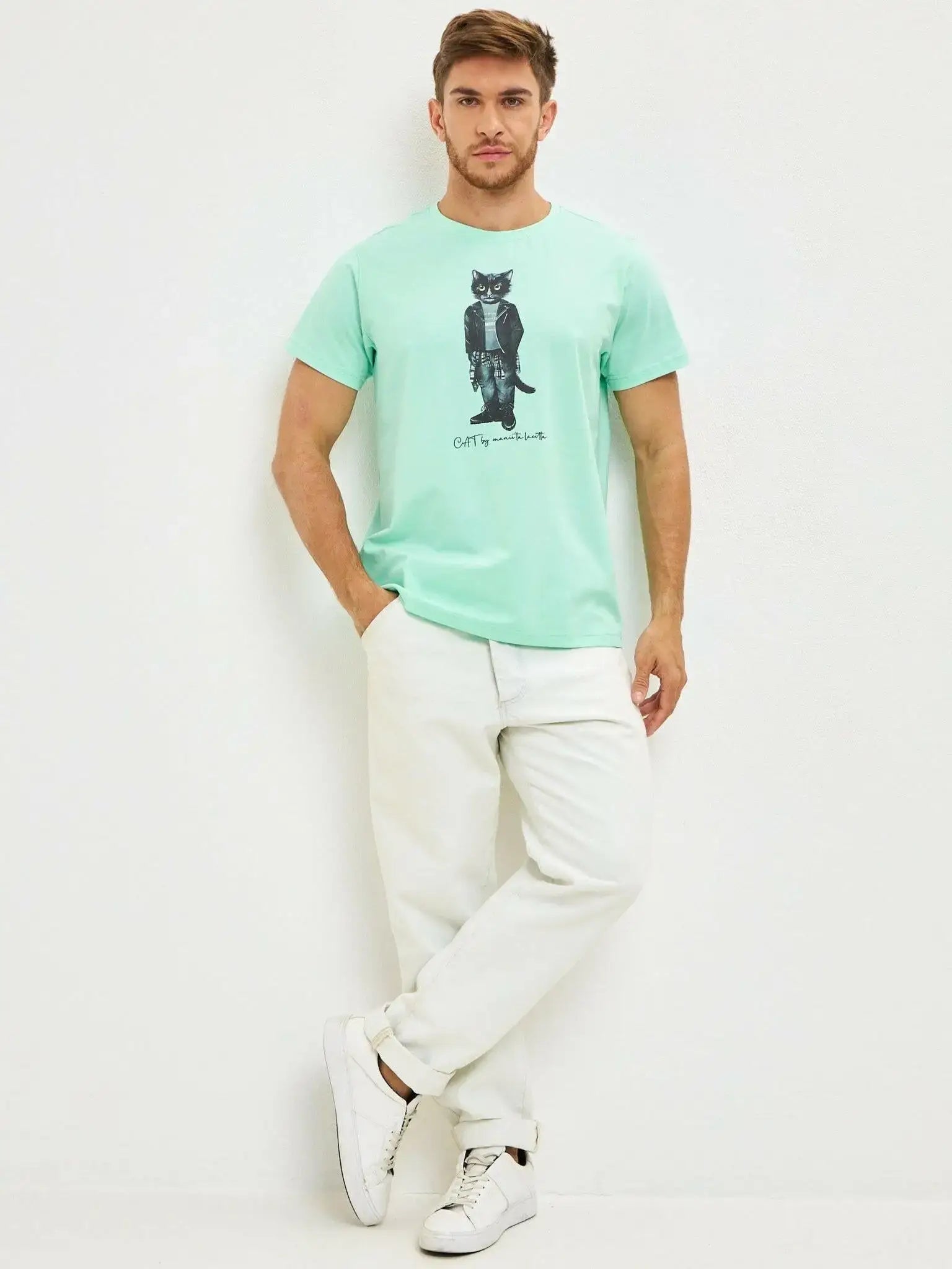 Blue T-shirt Rocker Cat | T-shirt For Cat Lovers | Cat e Lolette