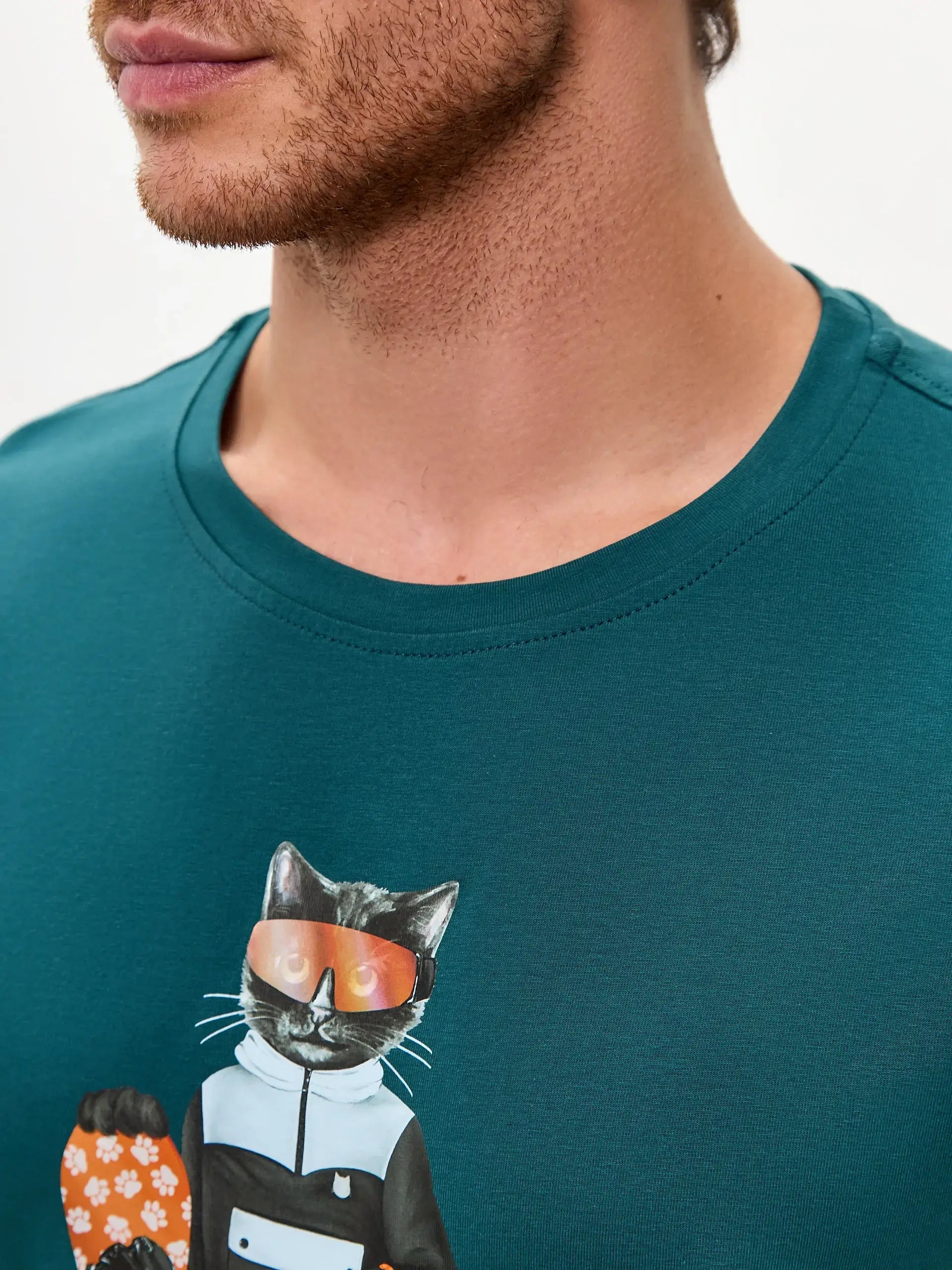 Blue T-shirt Snowboard Cat | T-shirt For Cat Lovers | Cat e Lolette