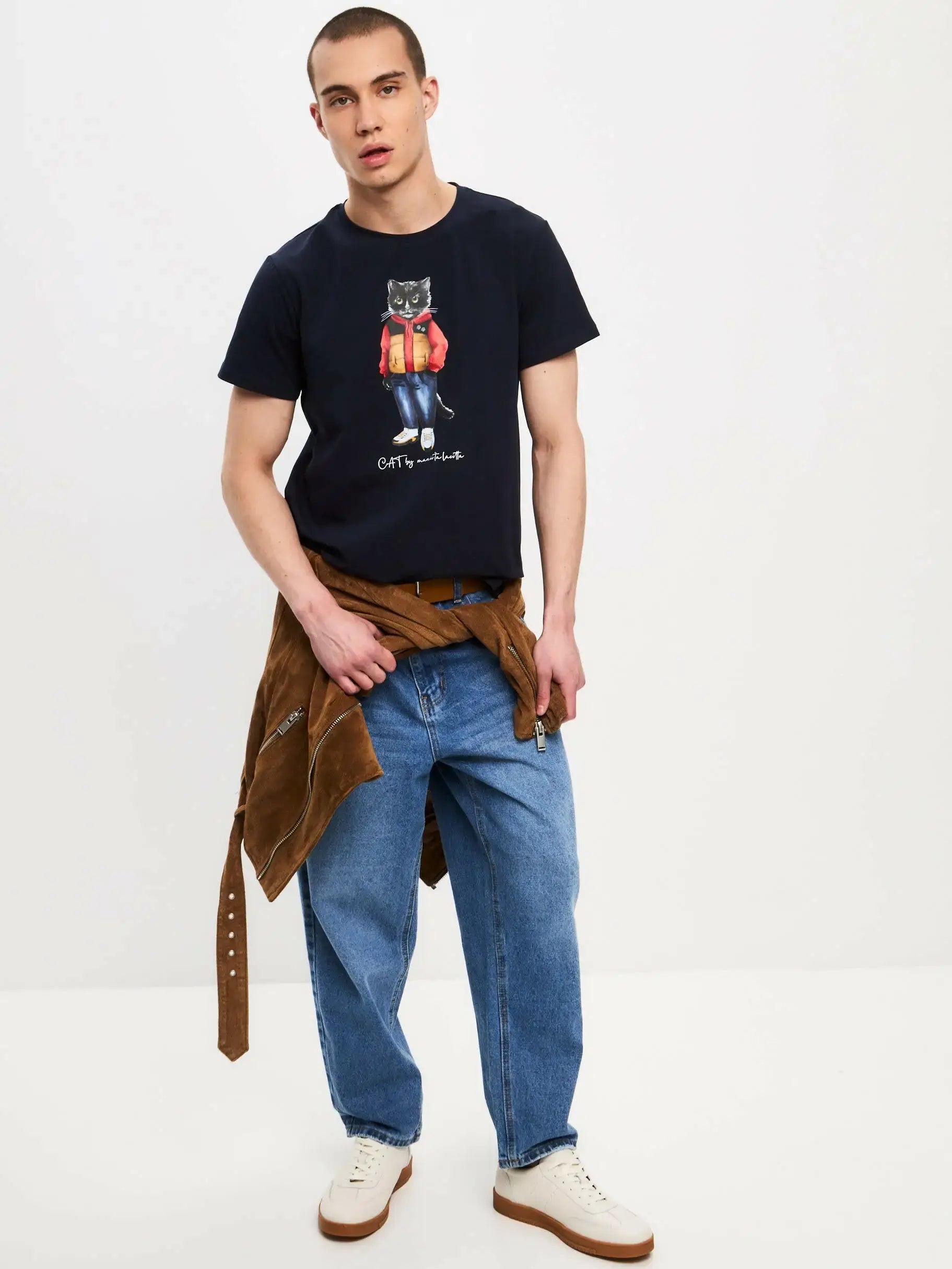 Blue T-shirt Sport Casual Cat | T-shirt For Cat Lovers | Cat e Lolette