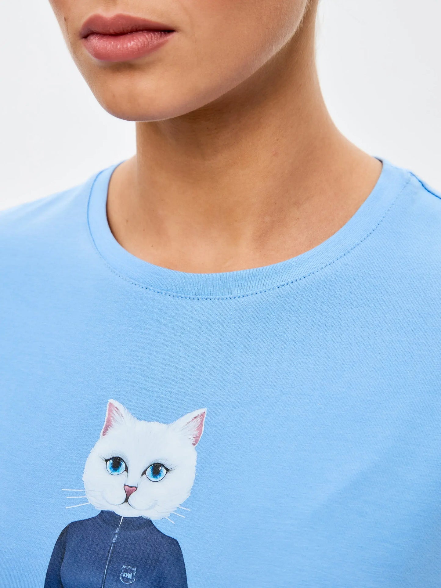 Blue T-shirt Sport White Cat | T-shirt For Cat Lovers | Cat e Lolette