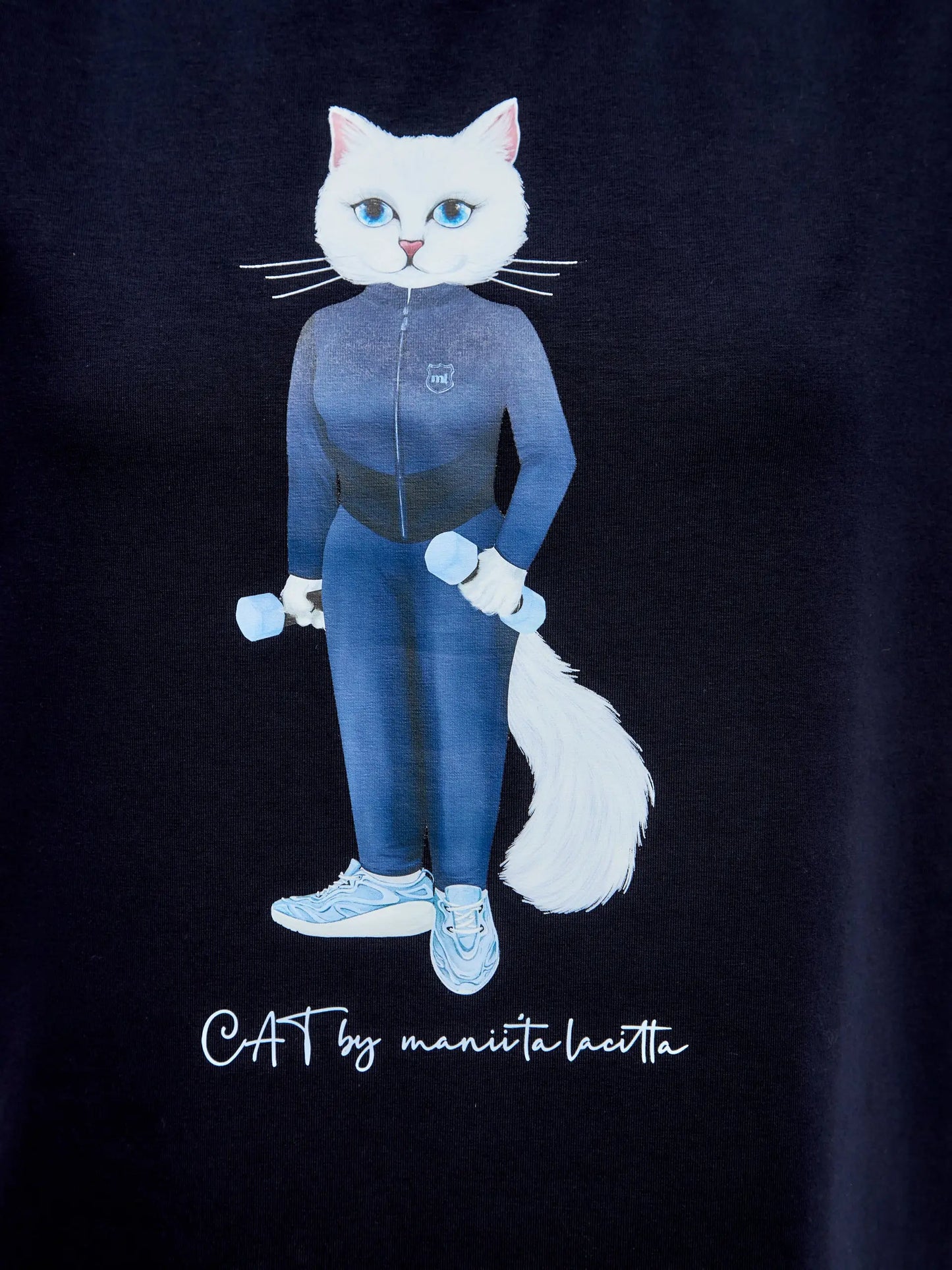 Blue T-shirt Sport White Cat | T-shirt For Cat Lovers | Cat e Lolette