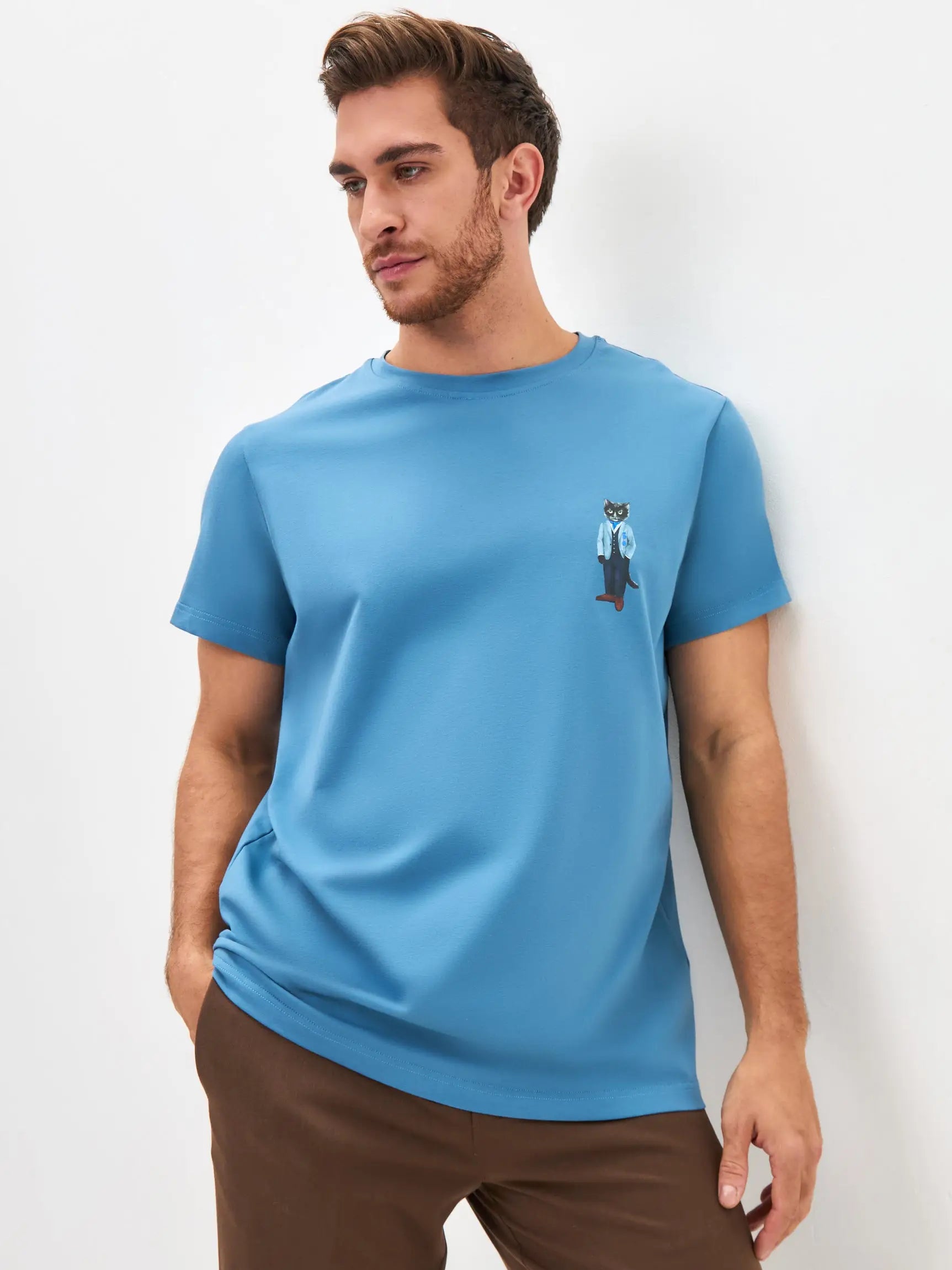 Blue T-shirt Suit Cat | T-shirt For Cat Lovers | Cat e Lolette