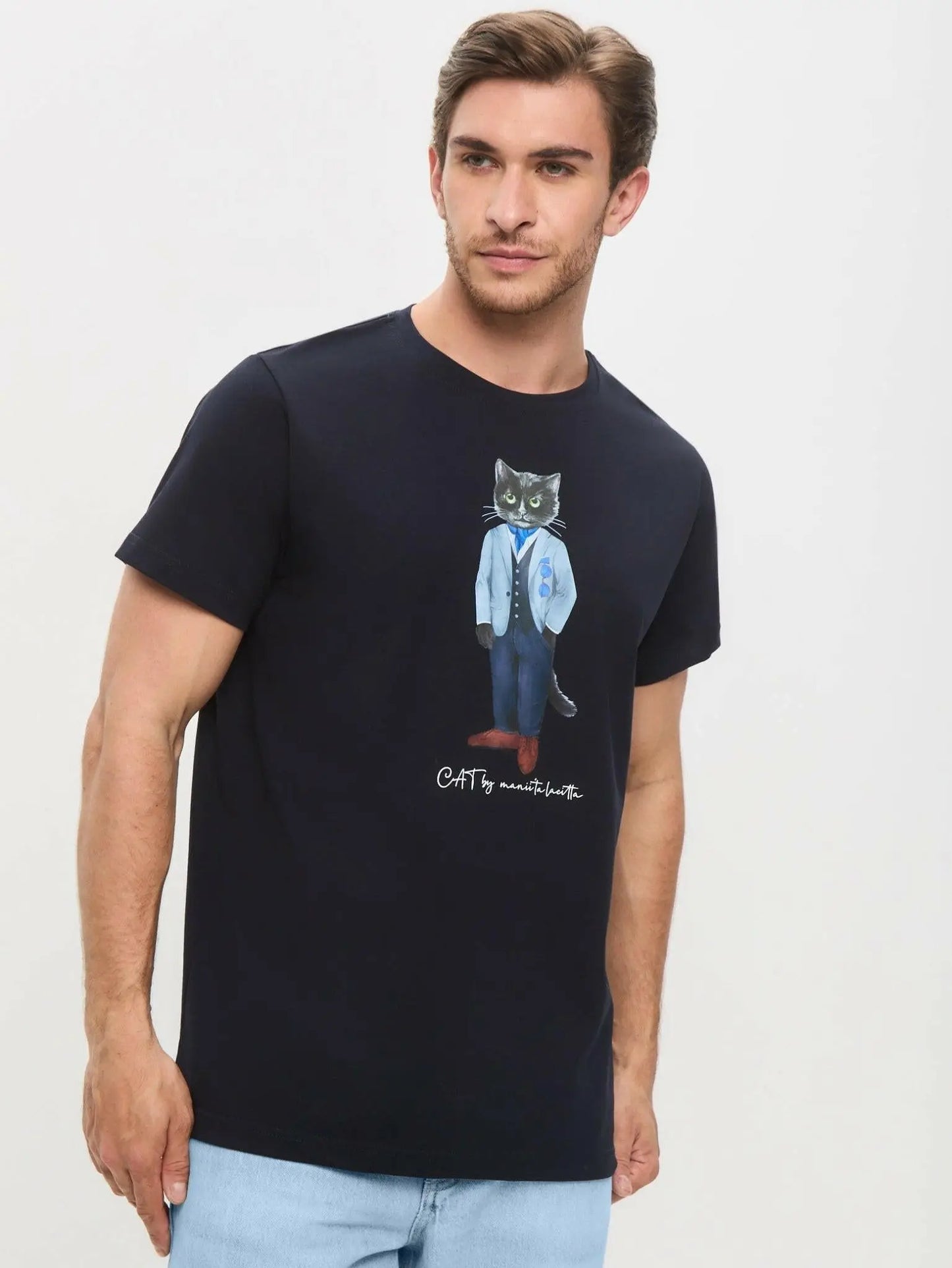 Blue T-shirt Suit Cat | T-shirt For Cat Lovers | Cat e Lolette