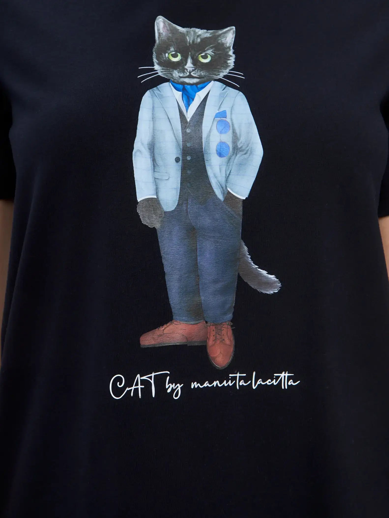 Blue T-shirt Suit Cat | T-shirt For Cat Lovers | Cat e Lolette