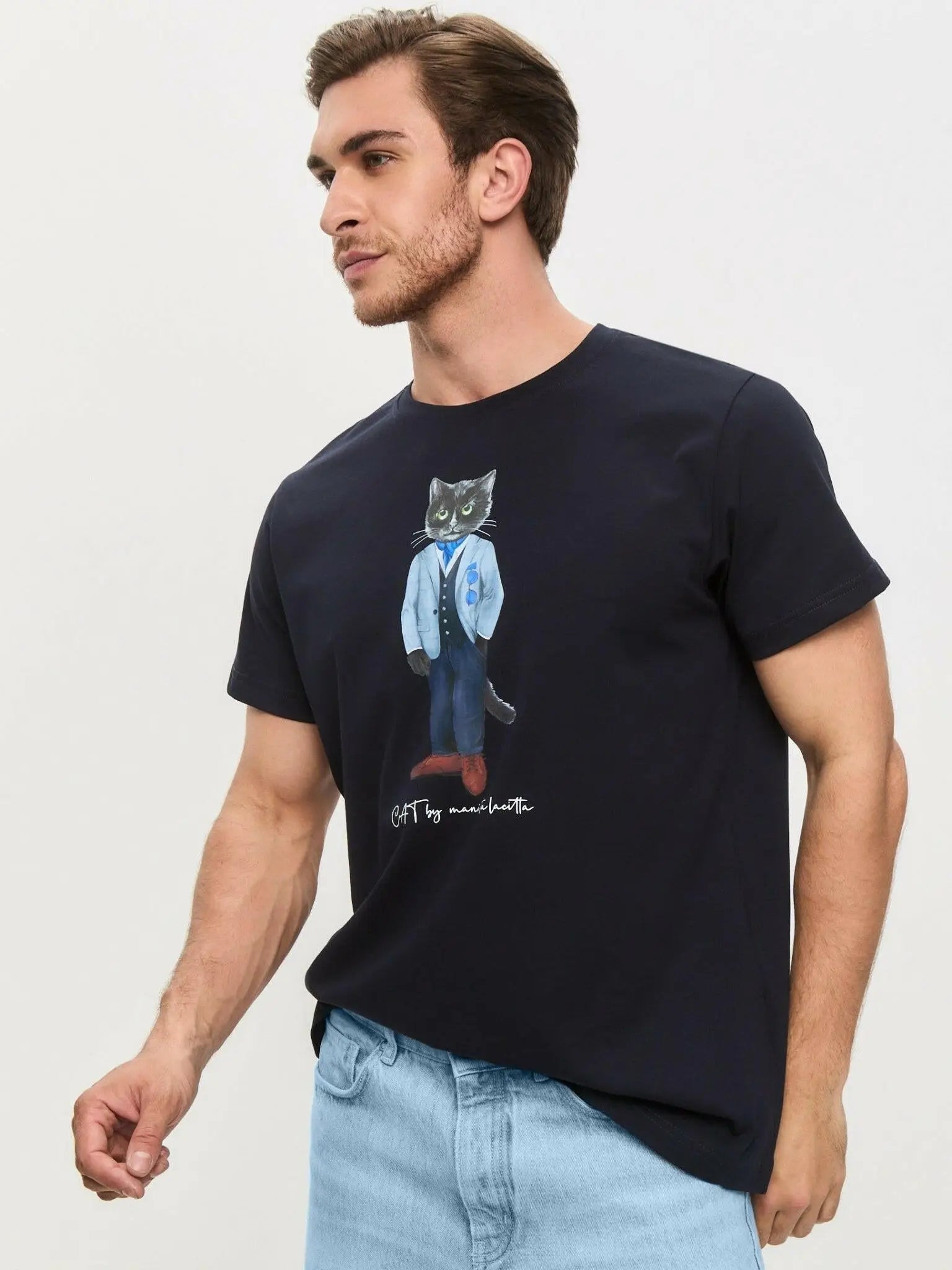 Blue T-shirt Suit Cat | T-shirt For Cat Lovers | Cat e Lolette