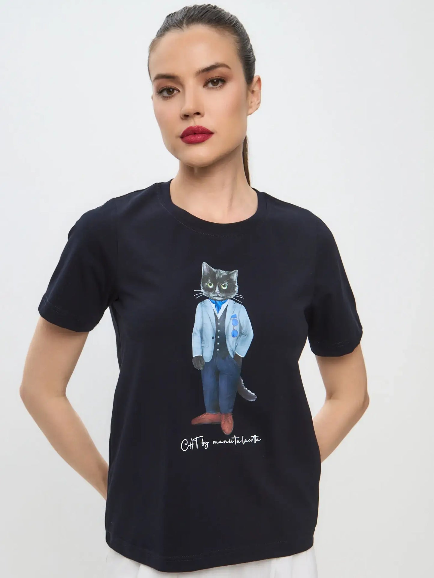Blue T-shirt Suit Cat | T-shirt For Cat Lovers | Cat e Lolette