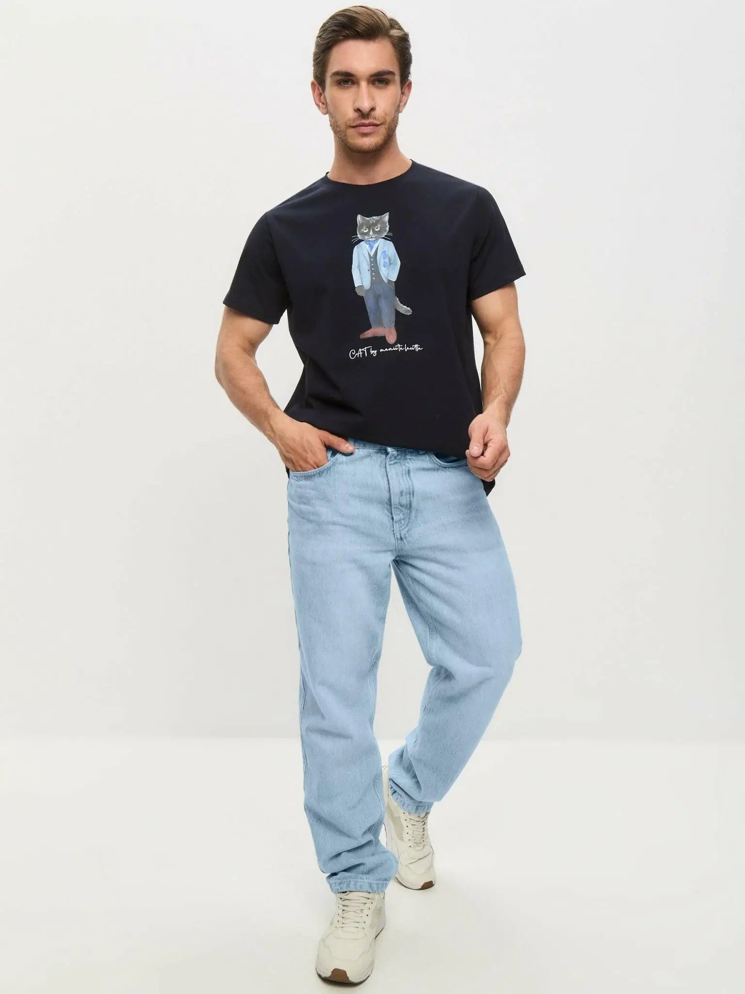Blue T-shirt Suit Cat | T-shirt For Cat Lovers | Cat e Lolette