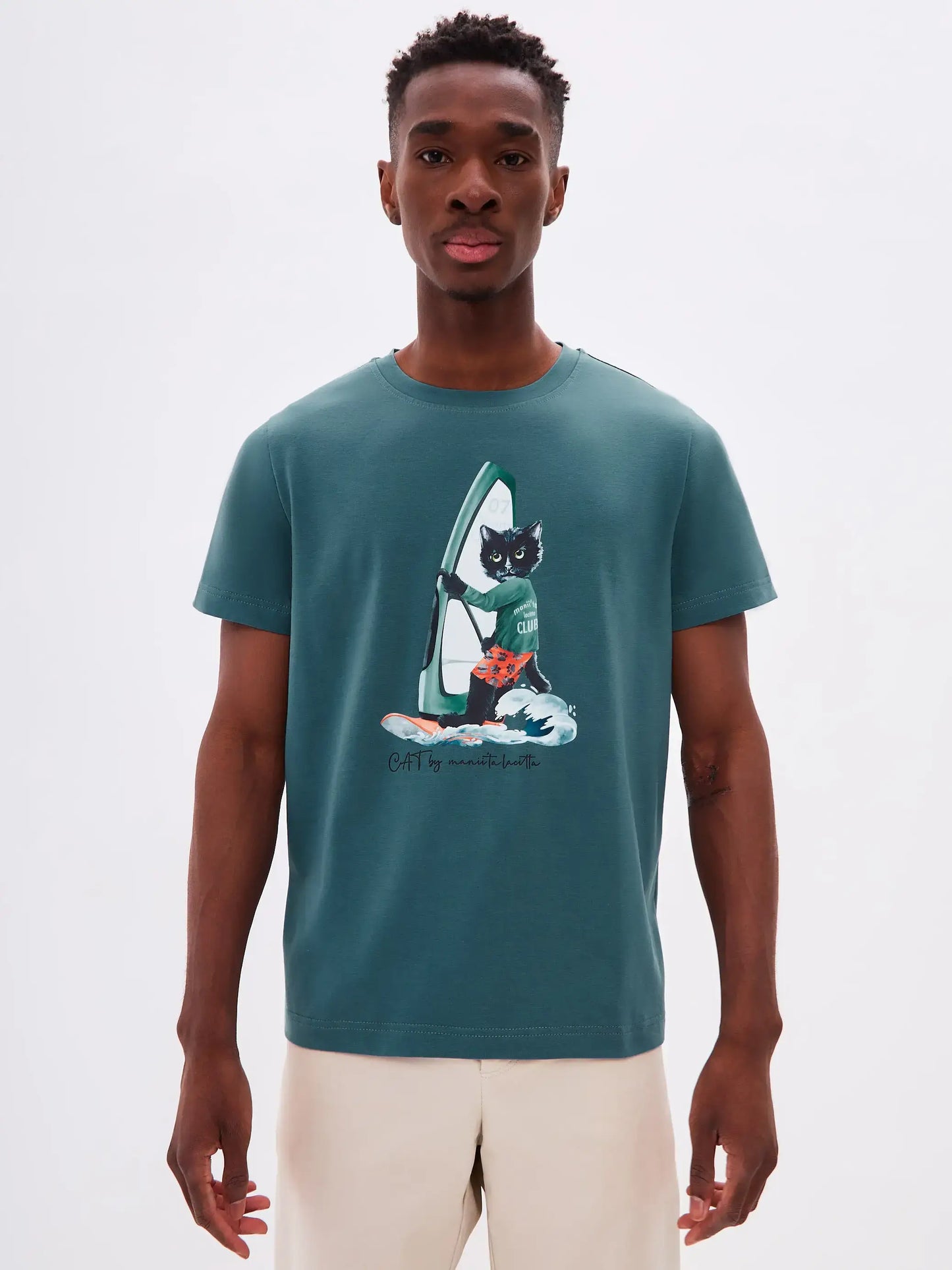 Blue T-shirt Surfer Cat | T-shirt For Cat Lovers | Cat e Lolette