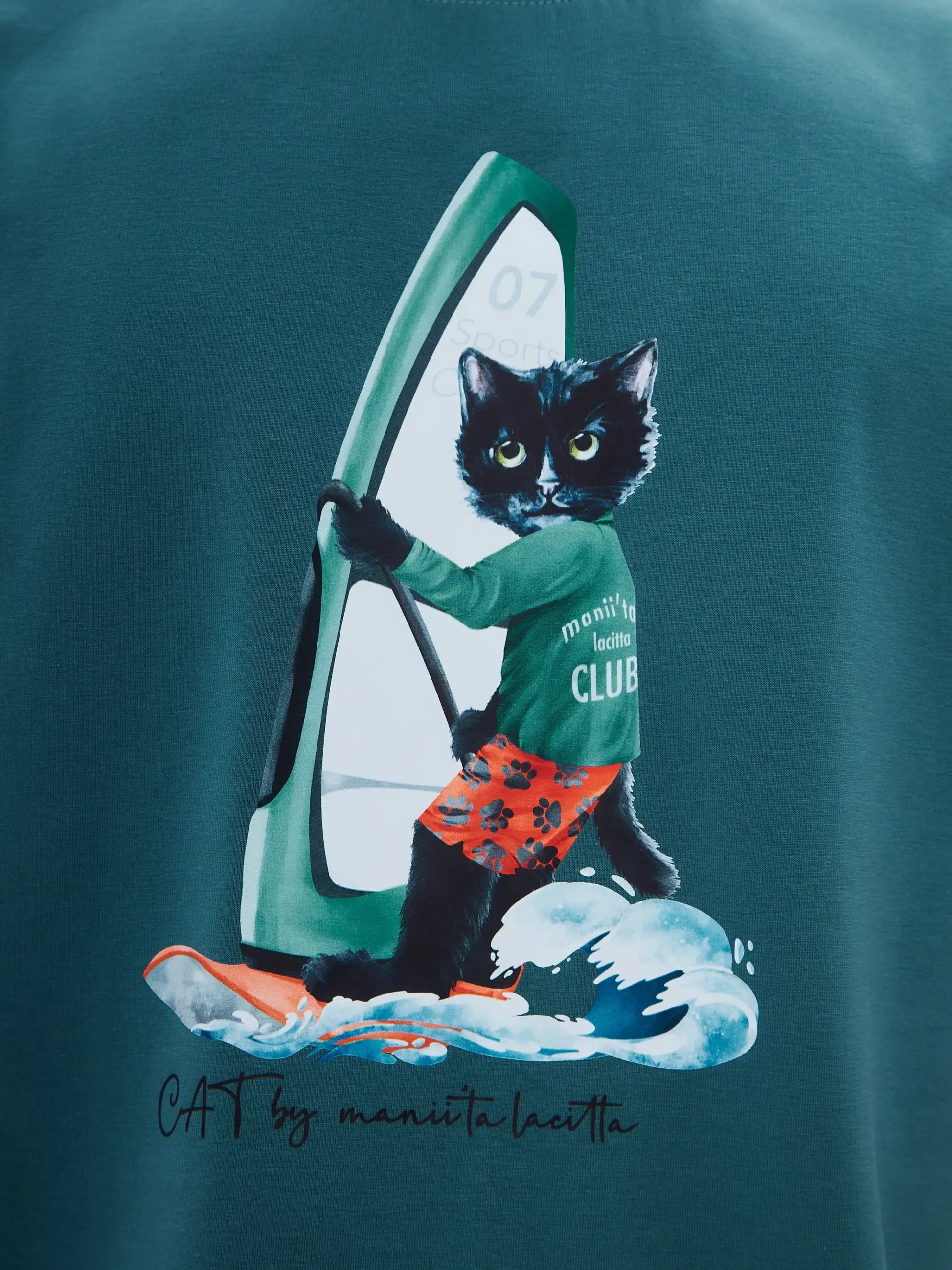Blue T-shirt Surfer Cat | T-shirt For Cat Lovers | Cat e Lolette