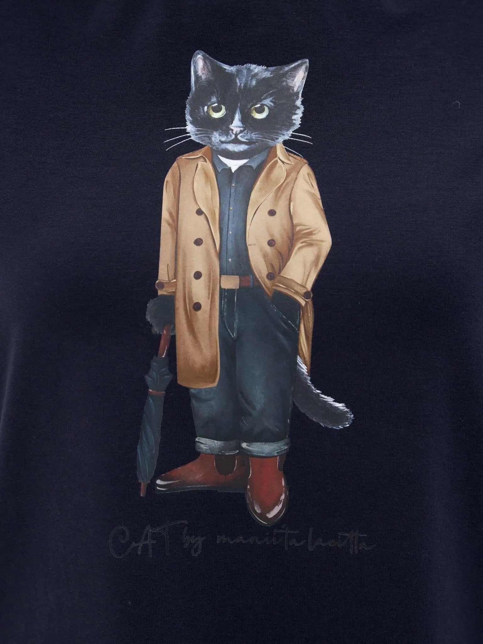 Blue T-shirt Trench Coat Cat | T-shirt For Cat Lovers | Cat e Lolette