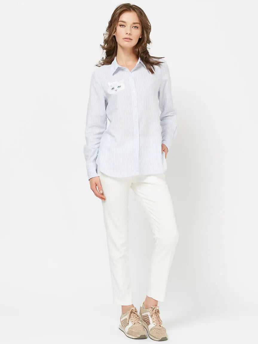 Blue Women’s Shirt Cat | Shirt & Striped shirt For Cat Lovers | Cat e