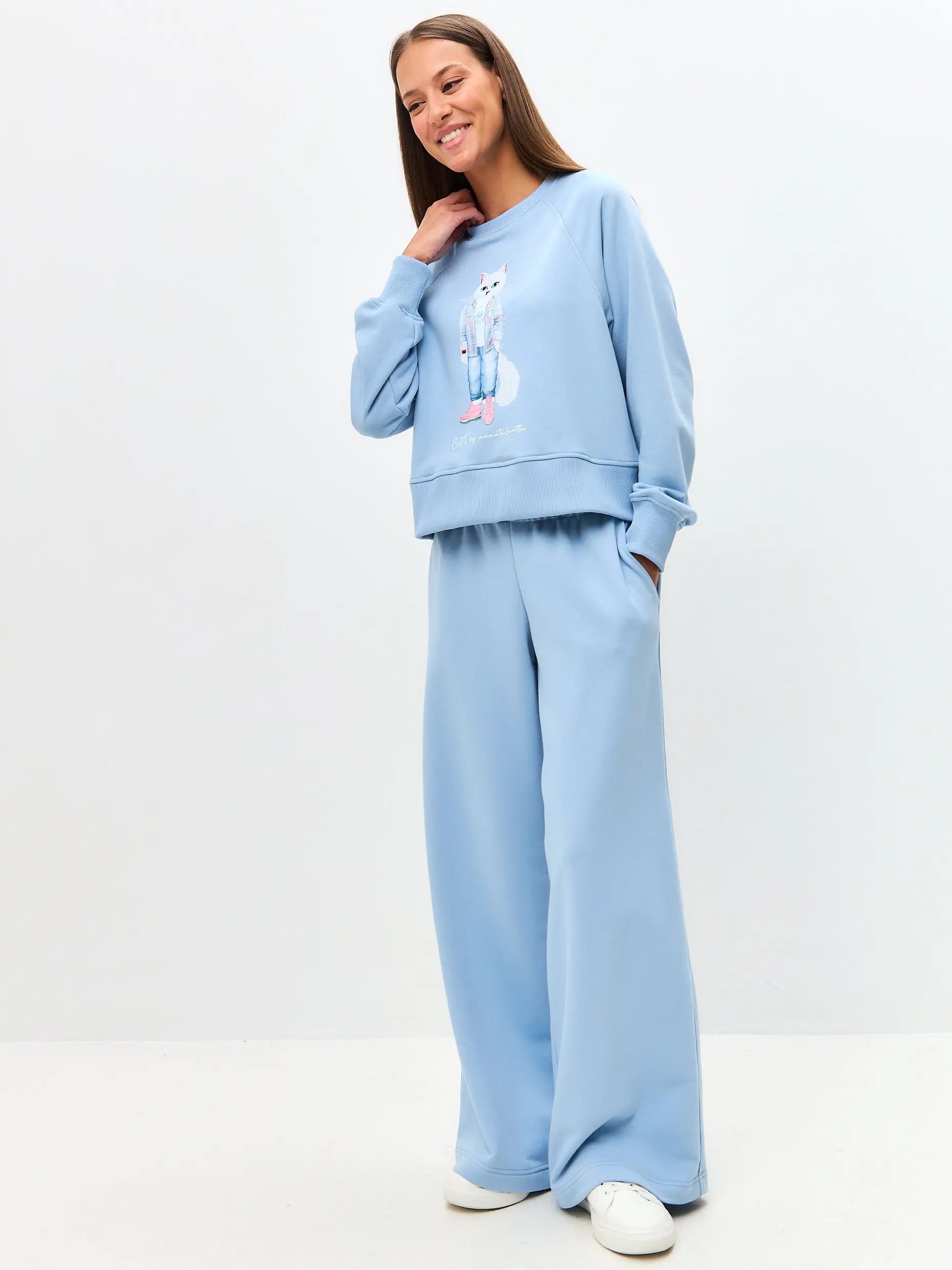 Blue Women’s Sweatpants | Bottom For Cat Lovers | Cat e Lolette