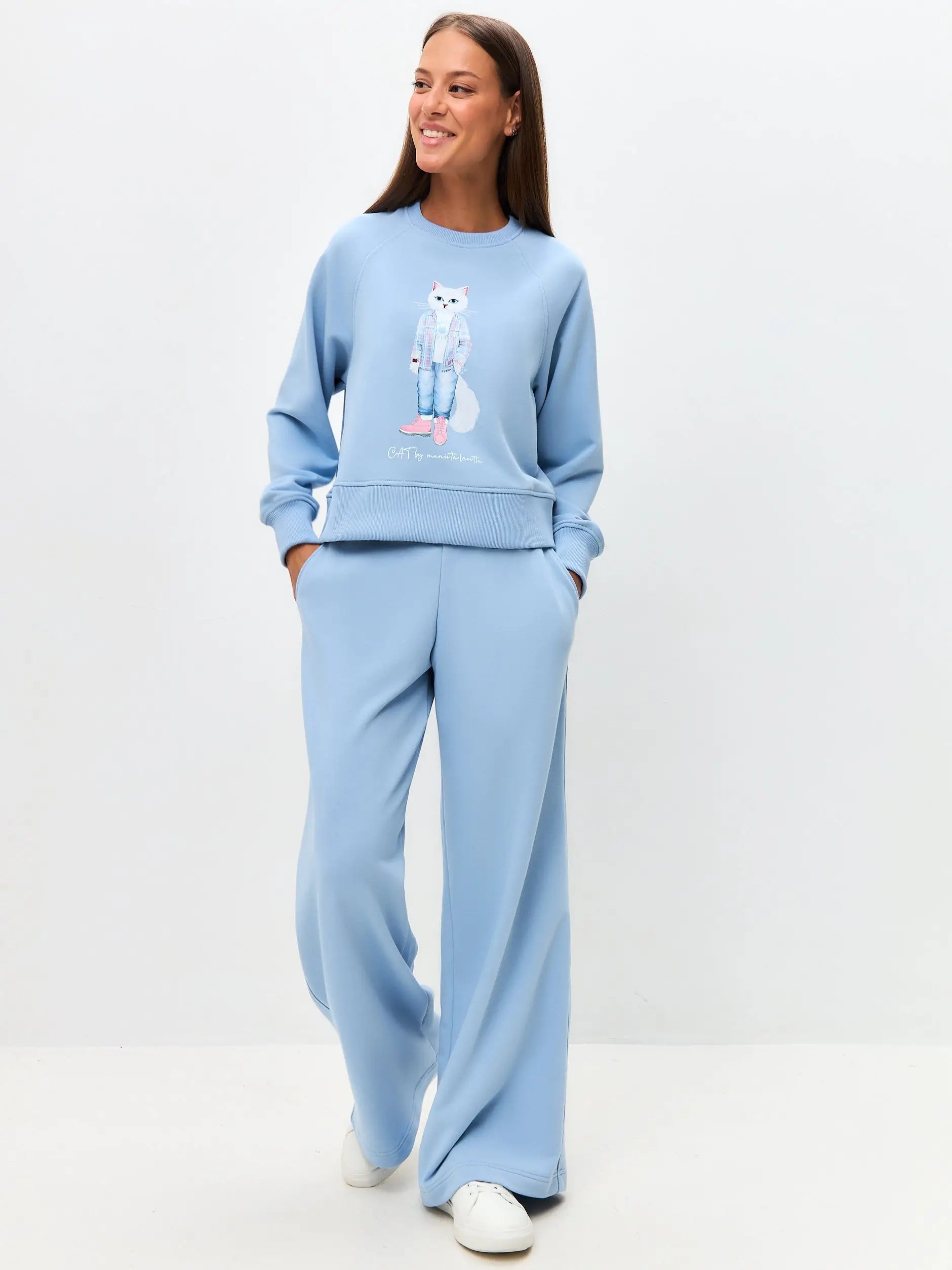 Blue Women’s Sweatpants | Bottom For Cat Lovers | Cat e Lolette
