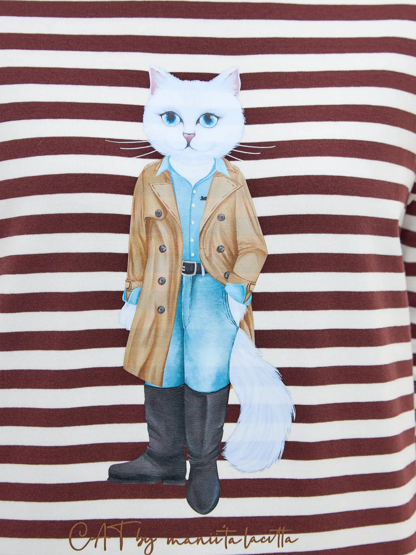 Brown Longsleeve Trench Coat Cat | Shirt & Striped shirt For Cat