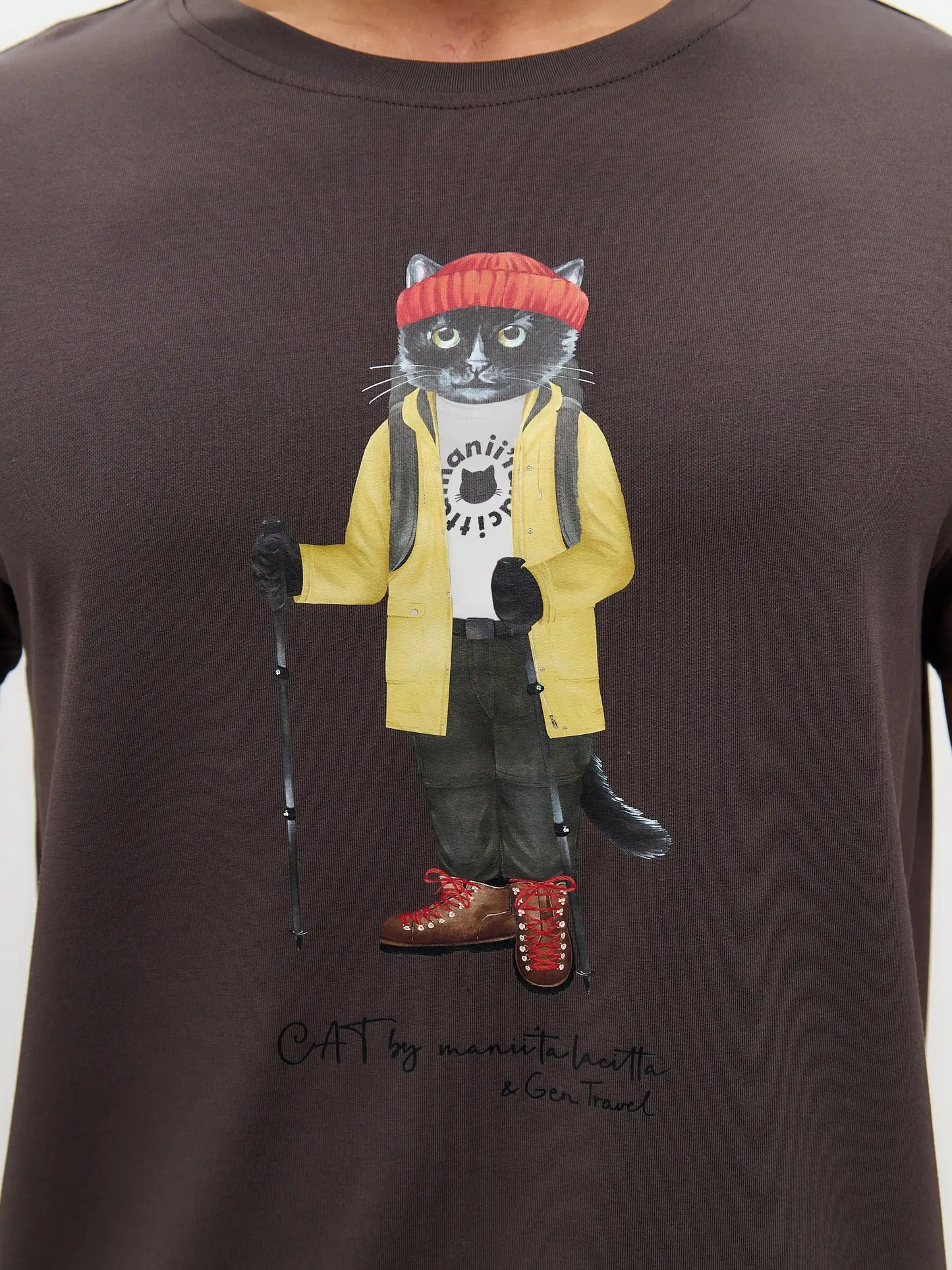Brown T-shirt Hiking Cat | T-shirt For Cat Lovers | Cat e Lolette