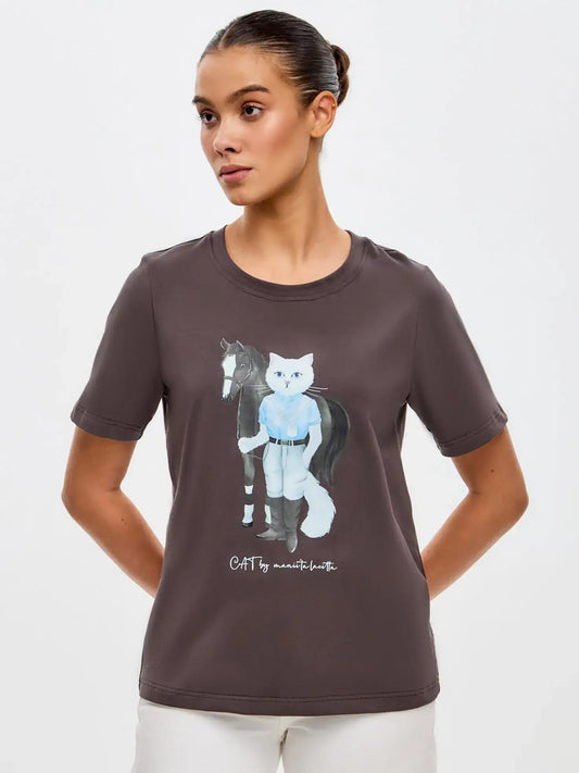 Brown T-shirt Rider Cat | T-shirt For Cat Lovers | Cat e Lolette