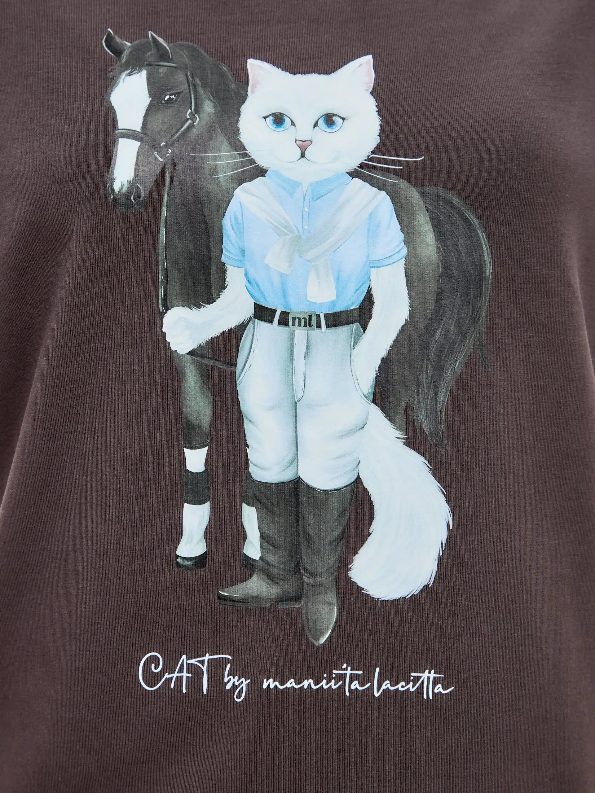 Brown T-shirt Rider Cat | T-shirt For Cat Lovers | Cat e Lolette