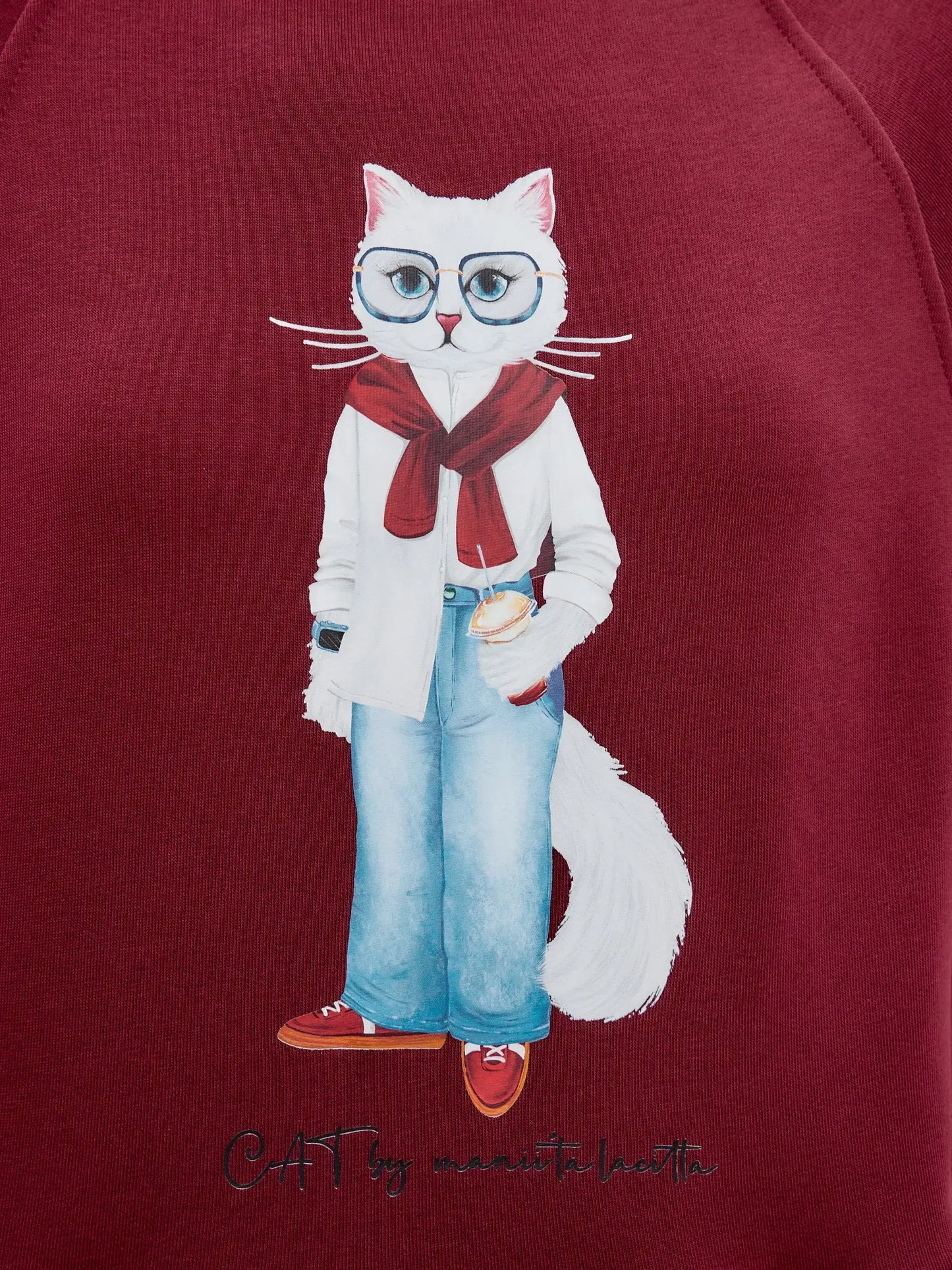 Burgundy Sweatshirt Coffee Cat | Hoodie & sweatshirt For Cat Lovers
