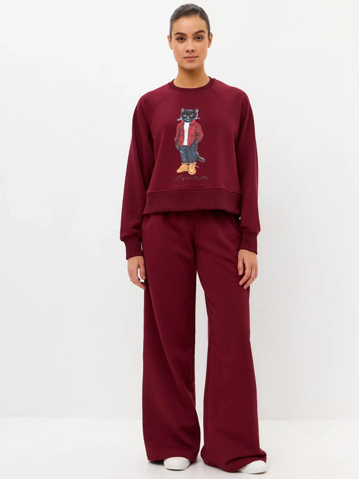 Burgundy Sweatshirt Country Cat | Hoodie & sweatshirt For Cat Lovers