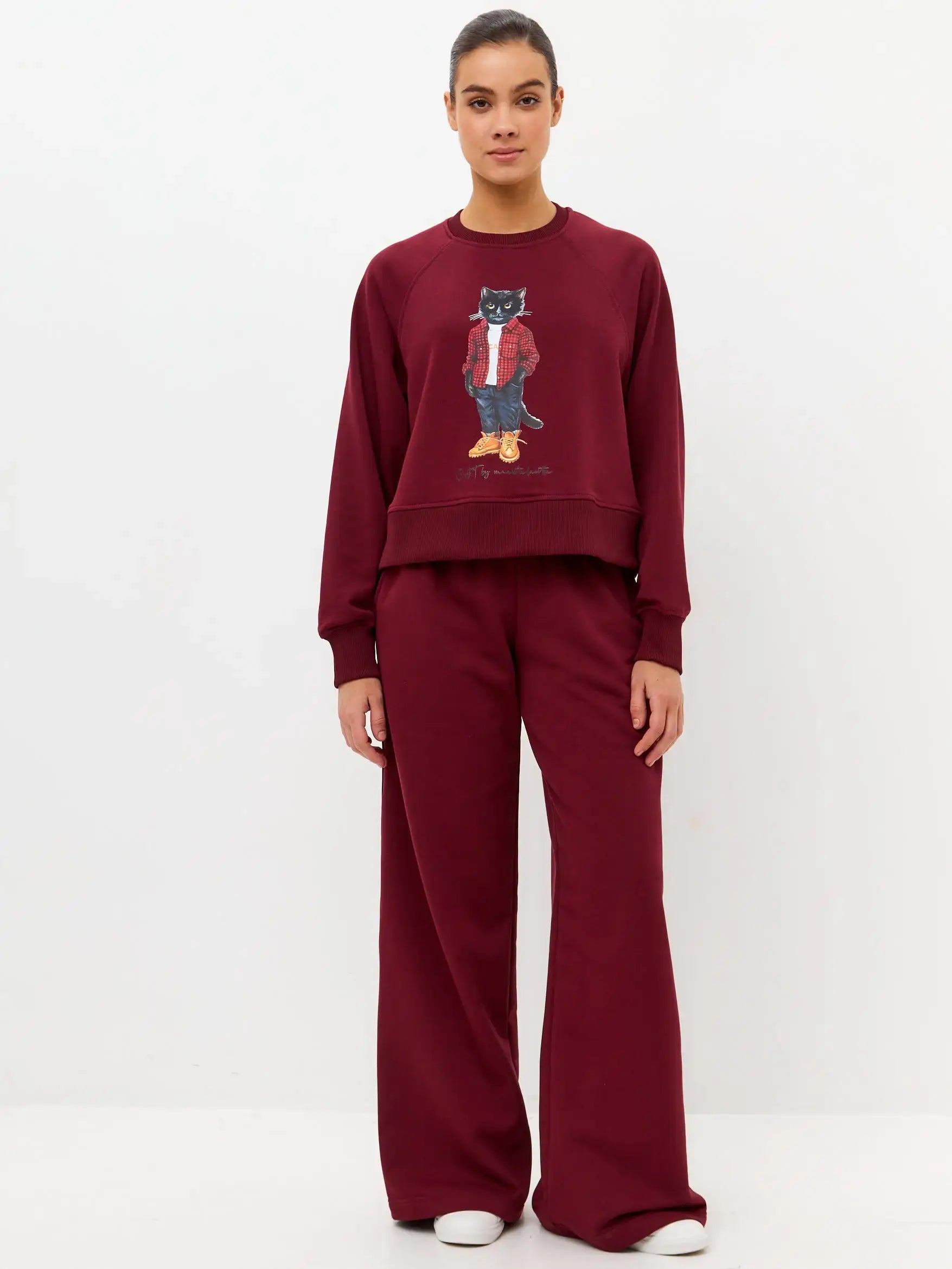 Burgundy Sweatshirt Country Cat | Hoodie & sweatshirt For Cat Lovers