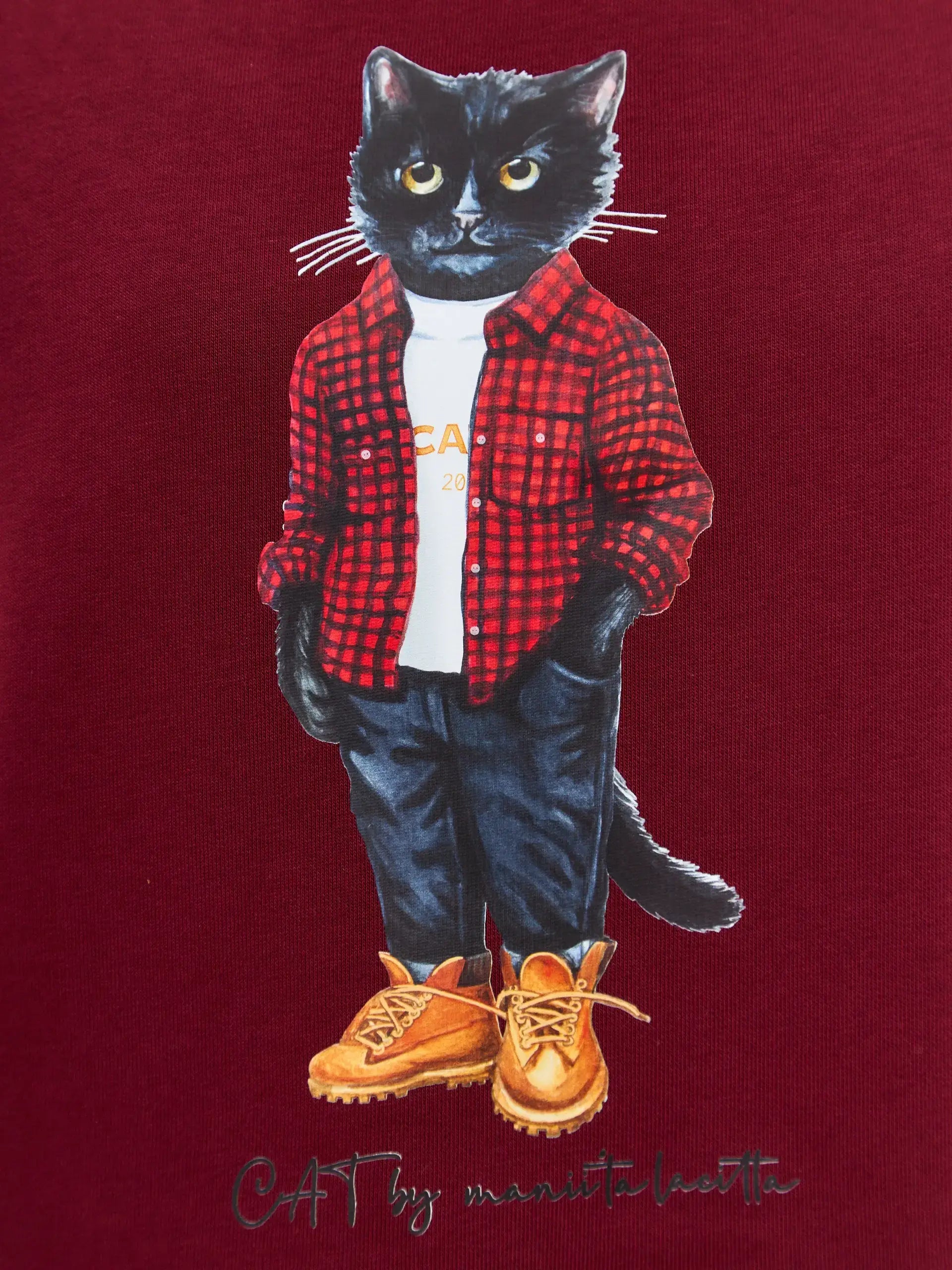 Burgundy Sweatshirt Country Cat | Hoodie & sweatshirt For Cat Lovers