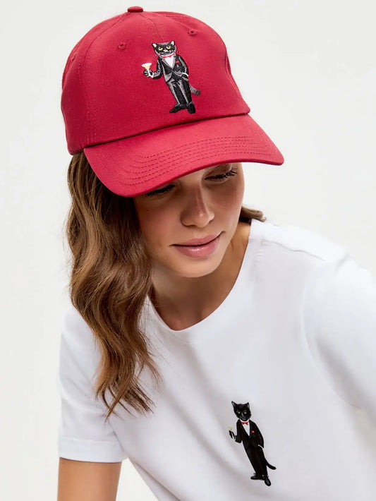 Cap Maroon with Dandy Cat | For Cat Lovers | Cat e Lolette