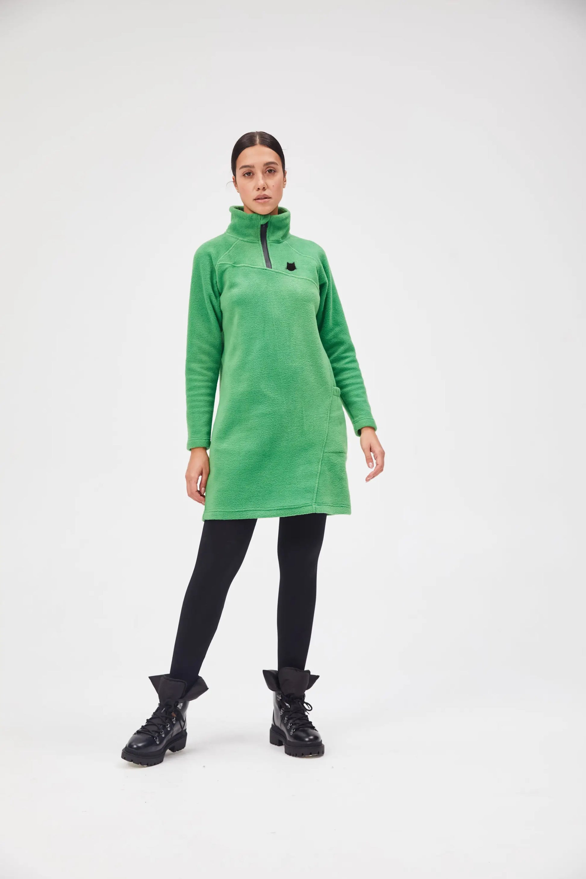 Green Fleece Dress | Fleece (recycled) For Cat Lovers | Cat e Lolette