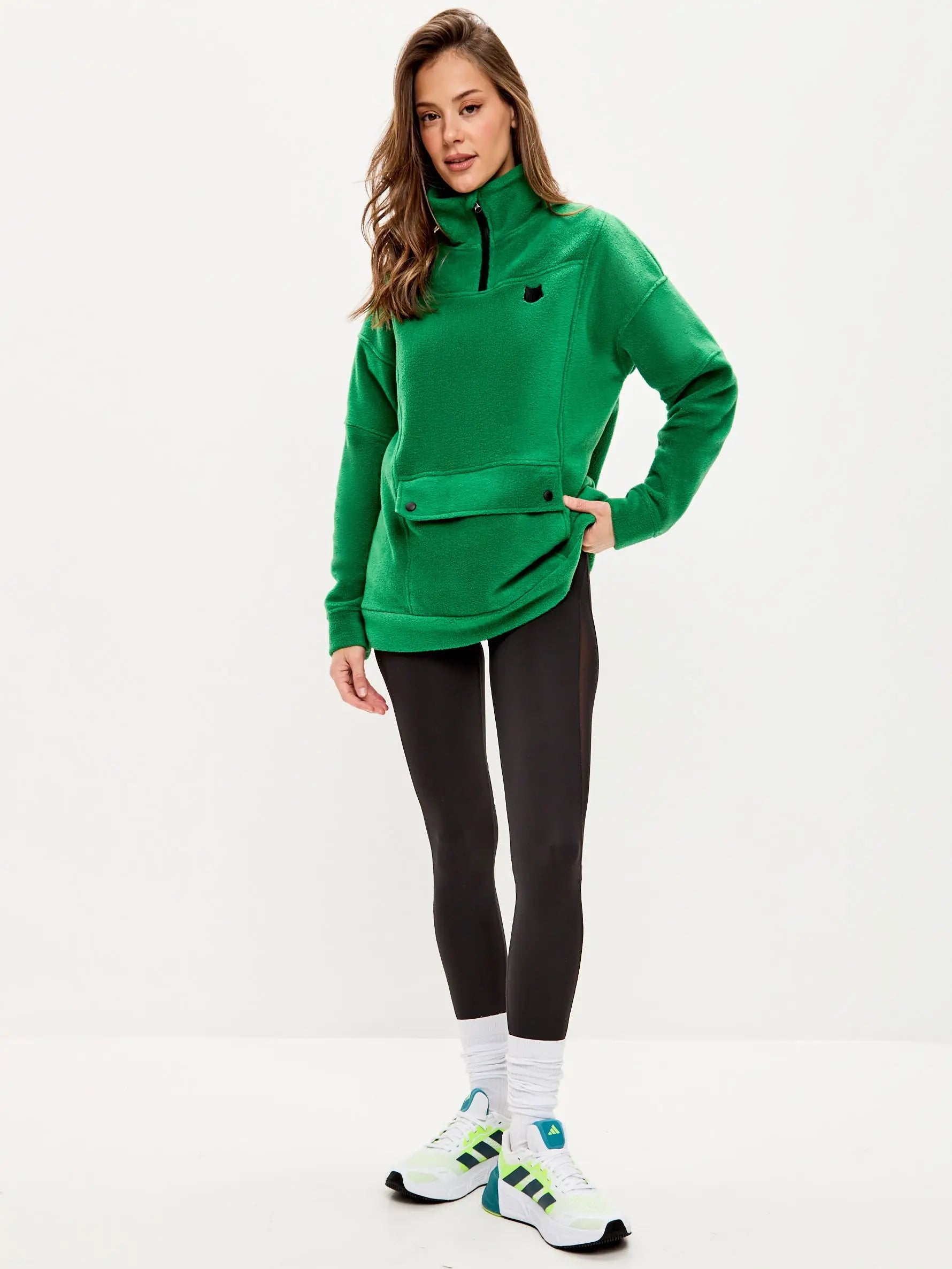 Green Fleece Sweatshirt | Fleece (recycled) For Cat Lovers | Cat e