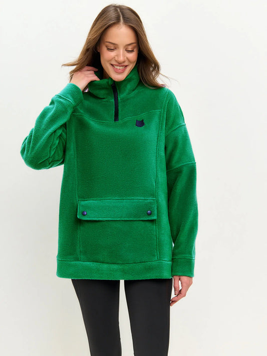 Green Fleece Sweatshirt | Fleece (recycled) For Cat Lovers | Cat e