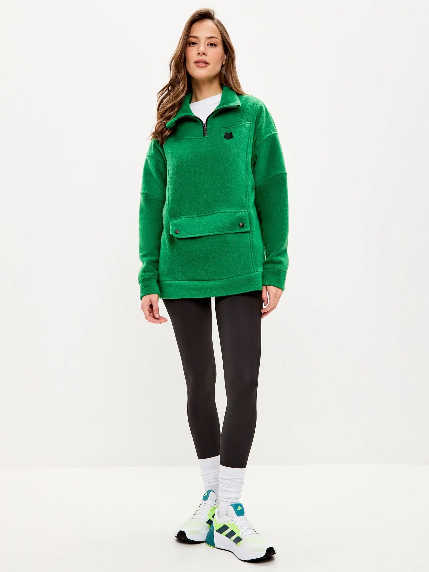 Green Fleece Sweatshirt | Fleece (recycled) For Cat Lovers | Cat e