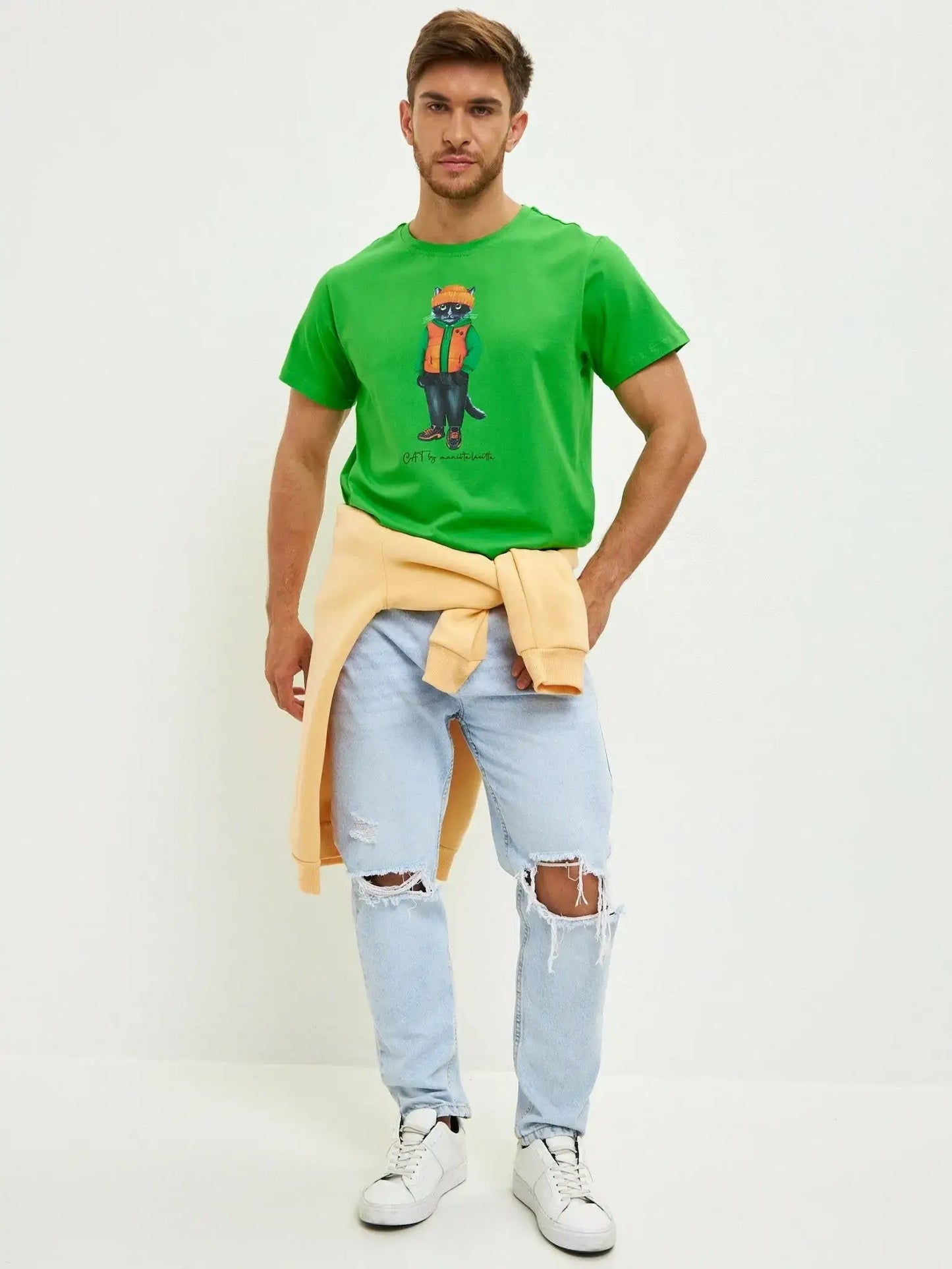 Green T-shirt Hoodie Cat | T-shirt For Cat Lovers | Cat e Lolette