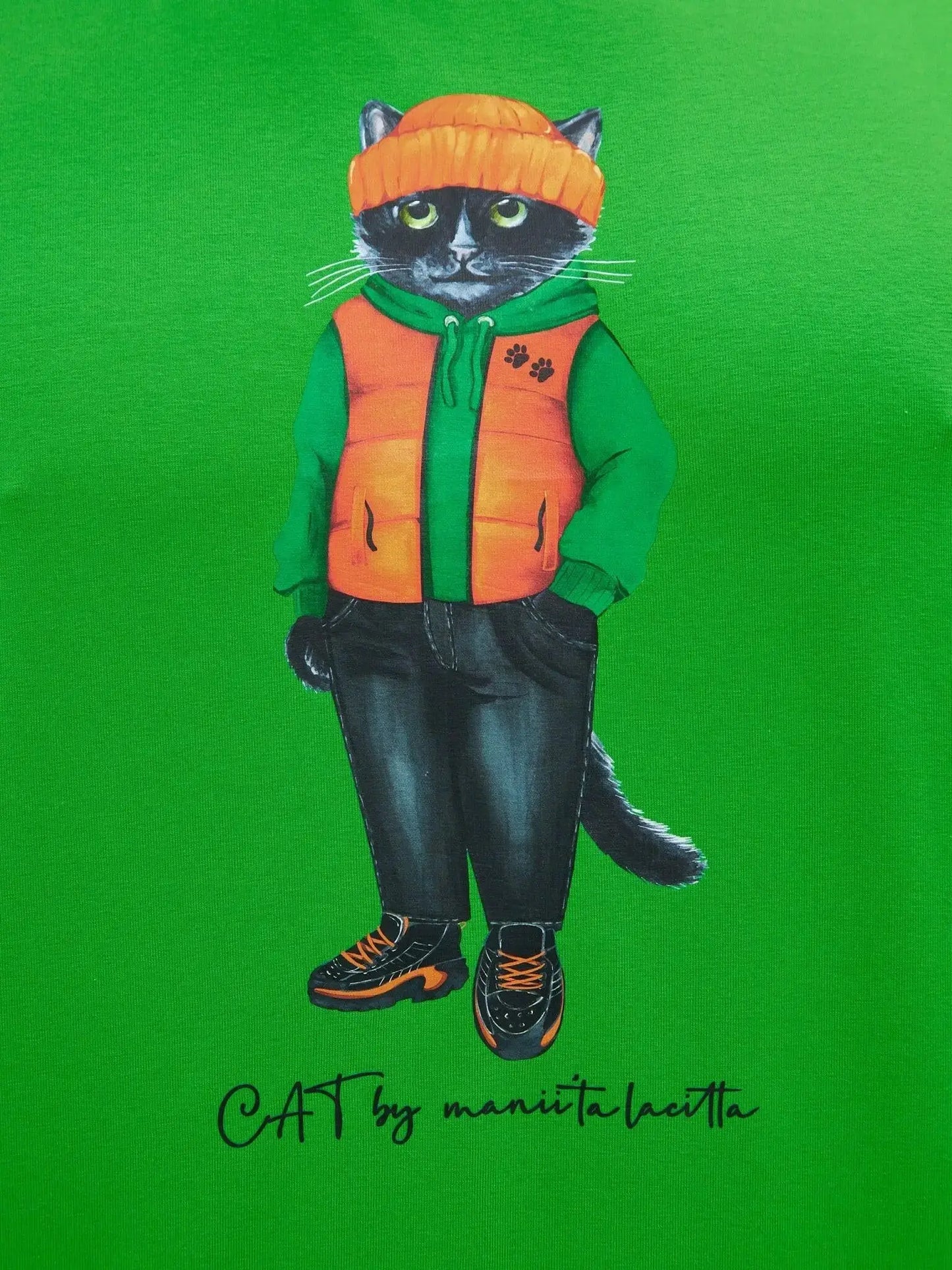 Green T-shirt Hoodie Cat | T-shirt For Cat Lovers | Cat e Lolette
