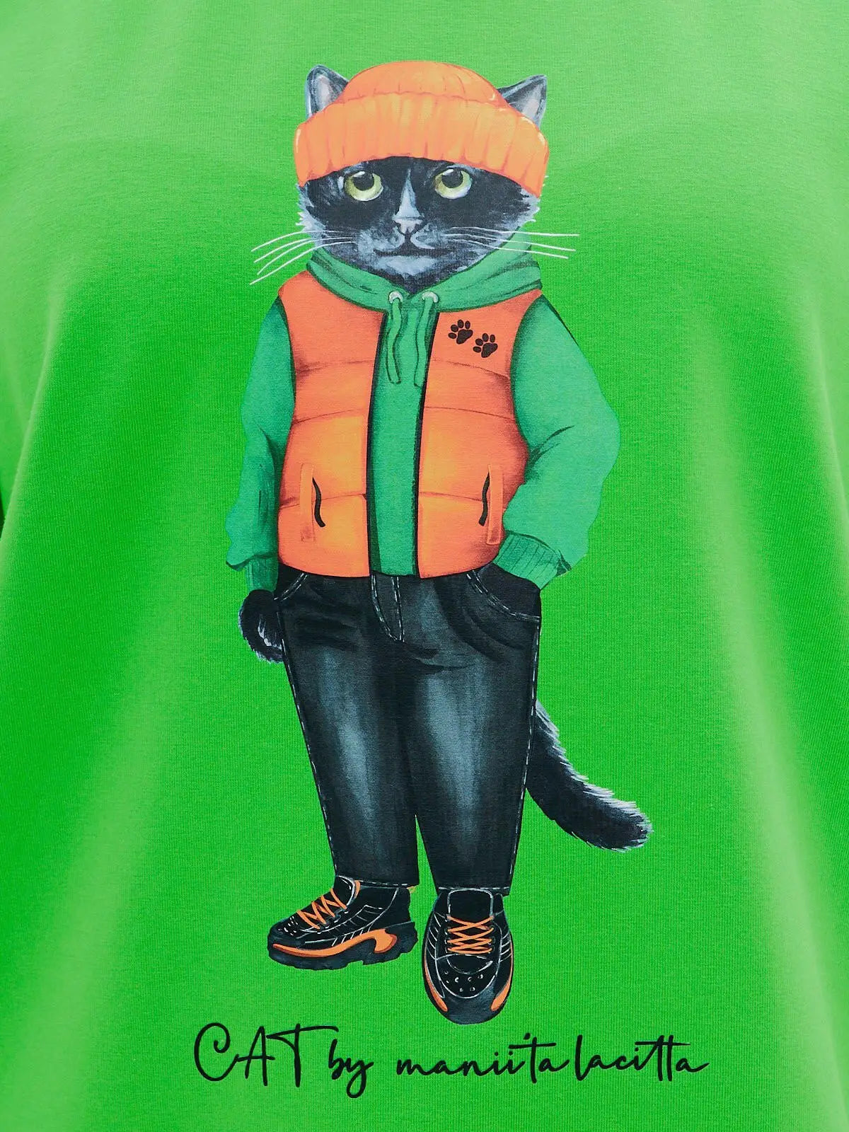 Green T-shirt Hoodie Cat | T-shirt For Cat Lovers | Cat e Lolette