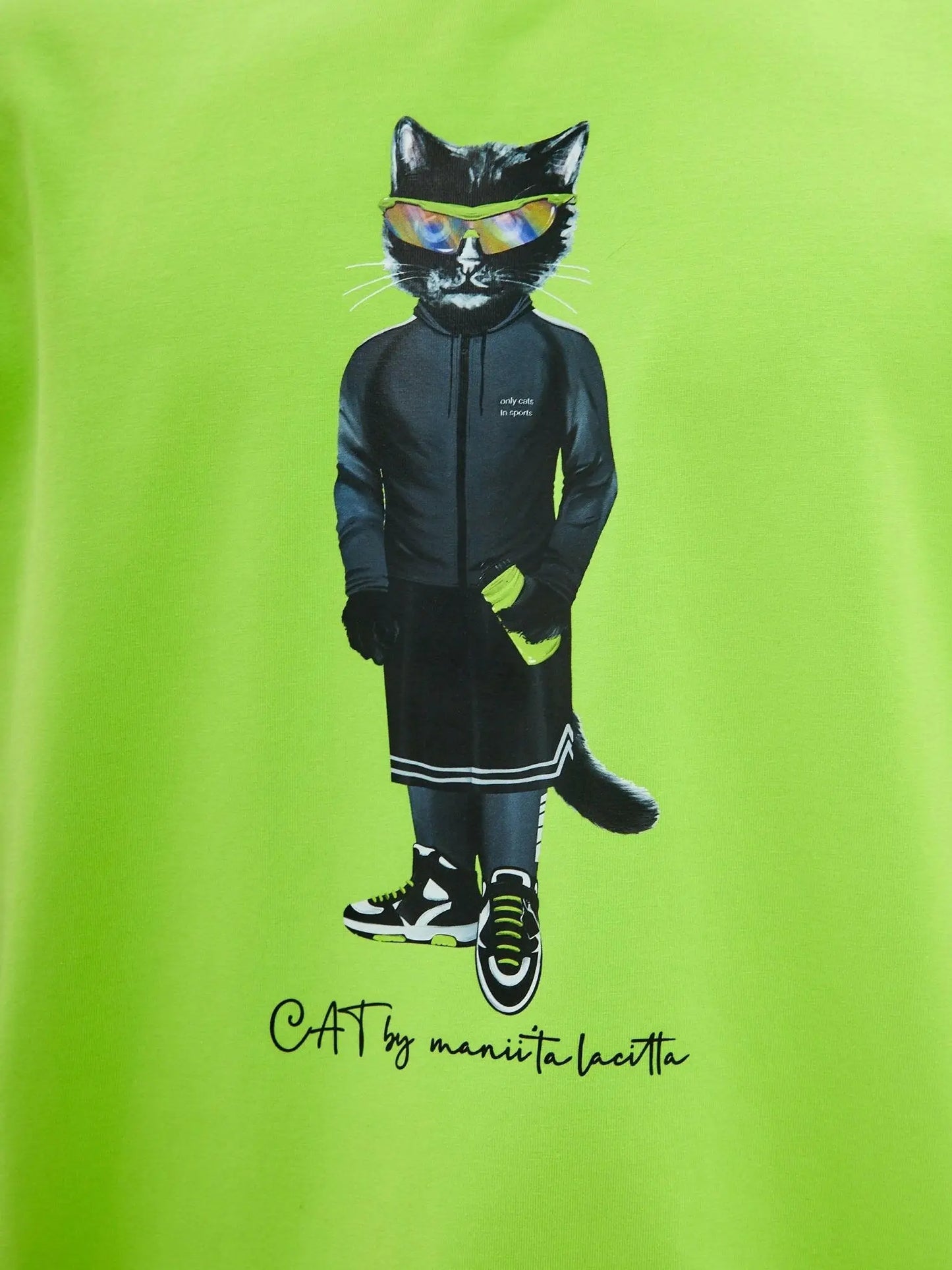 Green T-shirt Sport Cat | T-shirt For Cat Lovers | Cat e Lolette