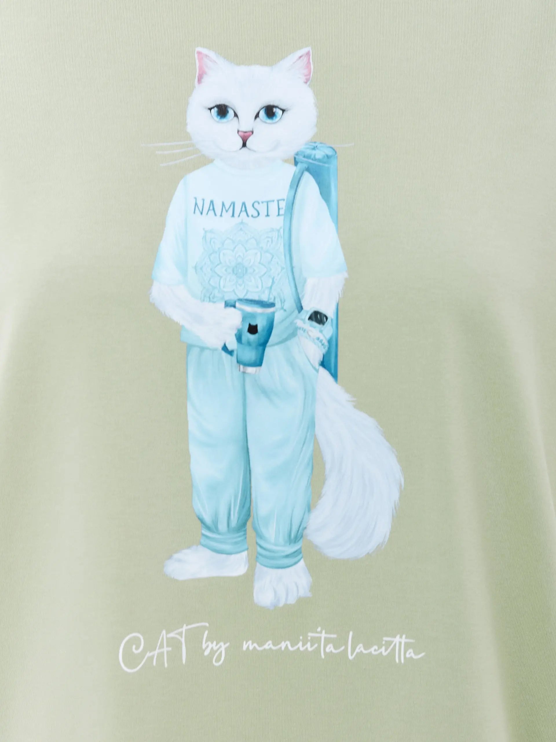 Green T-shirt Yoga Cat | T-shirt For Cat Lovers | Cat e Lolette