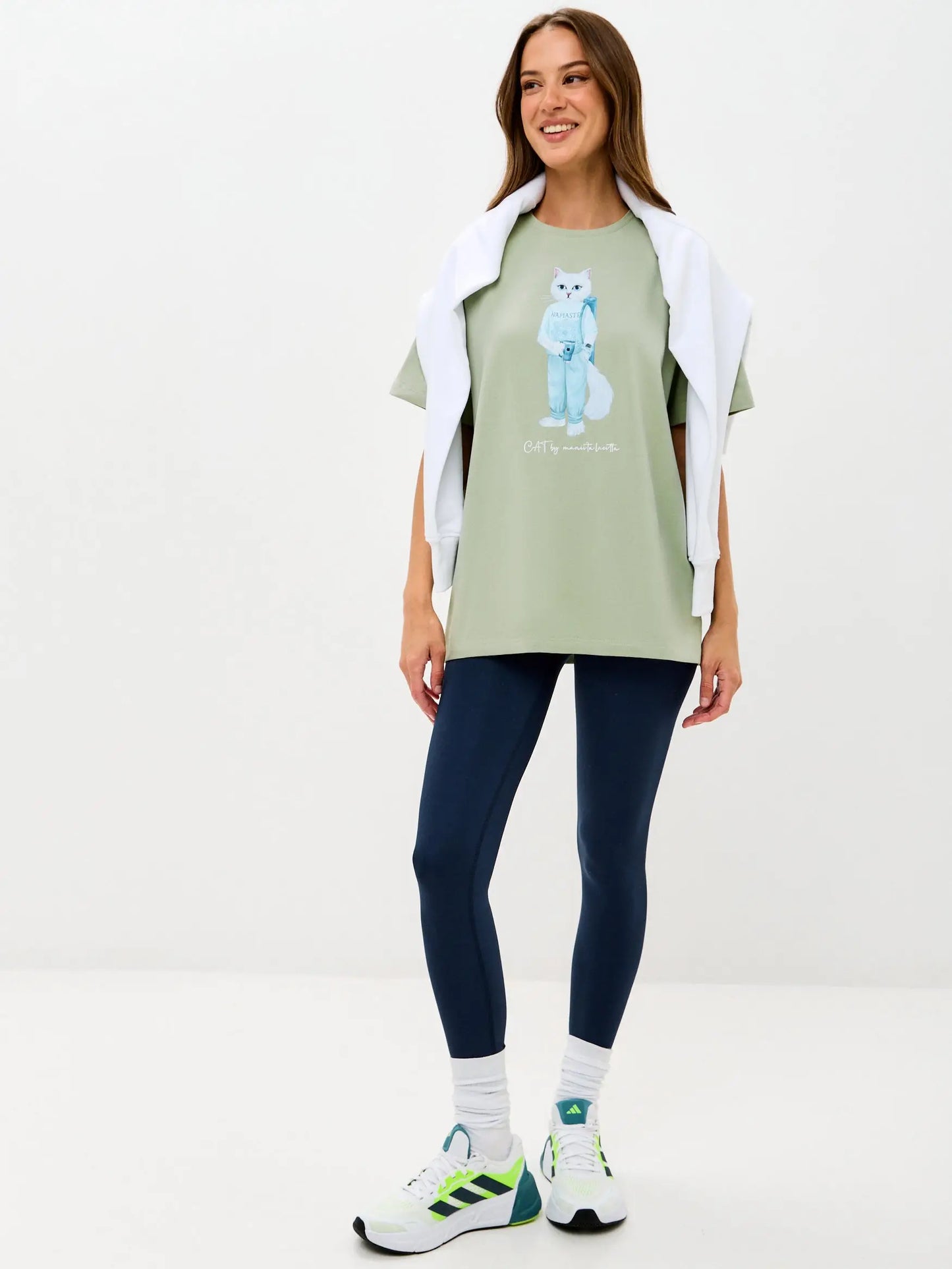 Green T-shirt Yoga Cat | T-shirt For Cat Lovers | Cat e Lolette