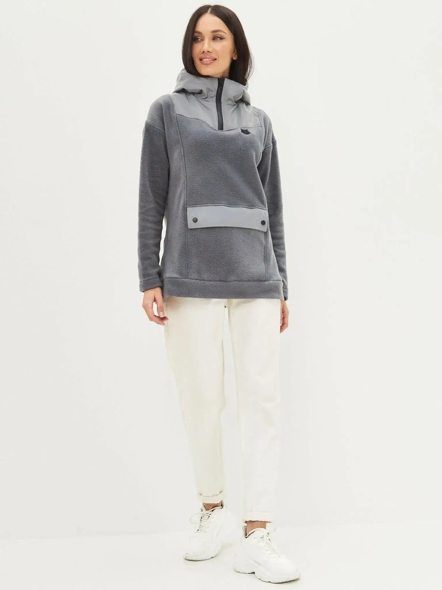 Grey Fleece Hoodie | Fleece (recycled) For Cat Lovers | Cat e Lolette