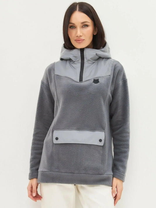 Grey Fleece Hoodie | Fleece (recycled) For Cat Lovers | Cat e Lolette