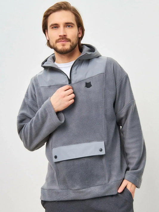 Grey Fleece Hoodie | Fleece (recycled) For Cat Lovers | Cat e Lolette
