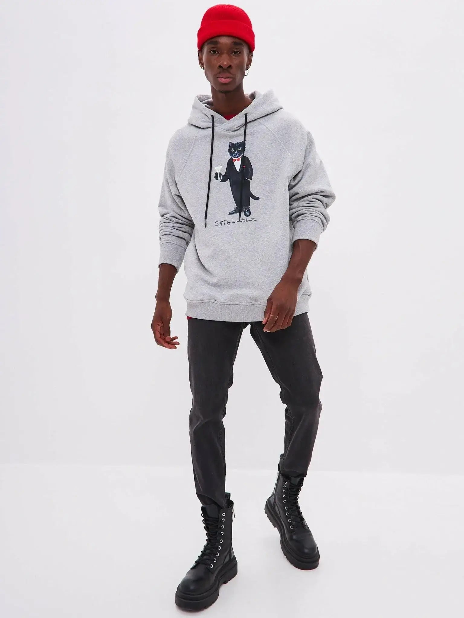 Grey Hoodie Dandy Cat | Hoodie & sweatshirt For Cat Lovers | Cat e
